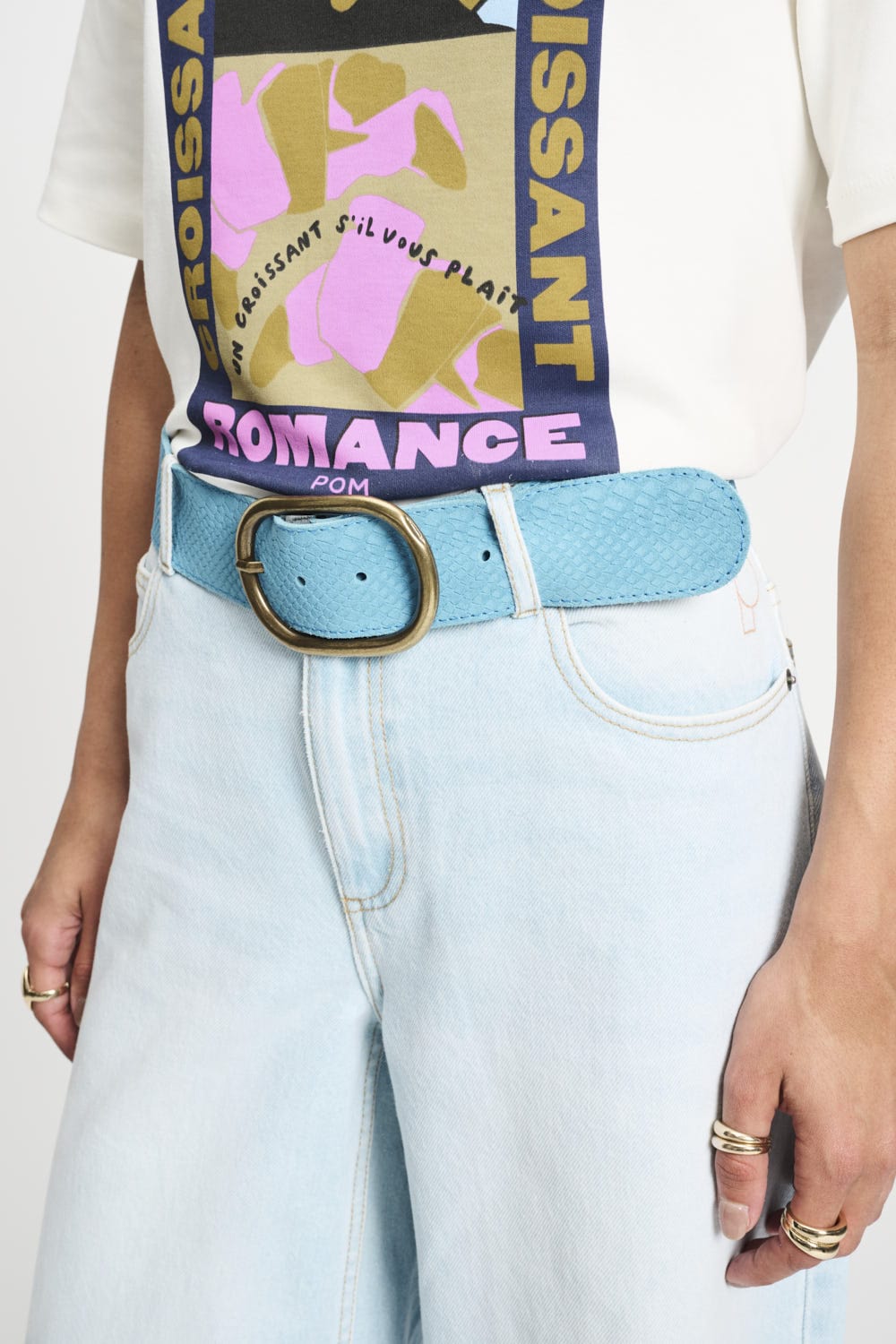 POM Amsterdam Belts Blue / 75 CEINTURE - Olivia Suede Sky Blue