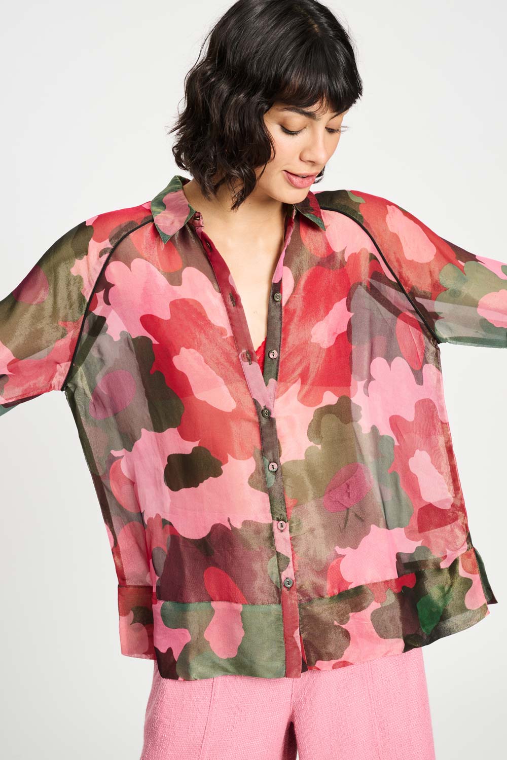 POM Amsterdam Blouses BLOUSE - Abstract Flower Shimmer
