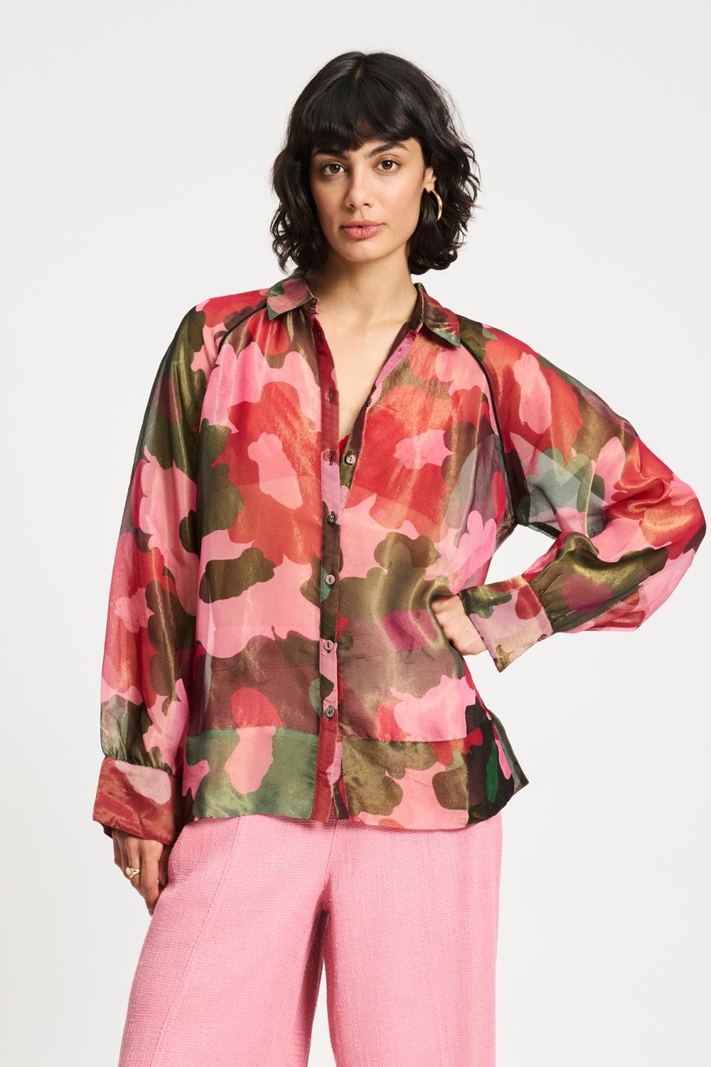 POM Amsterdam Blouses BLOUSE - Abstract Flower Shimmer