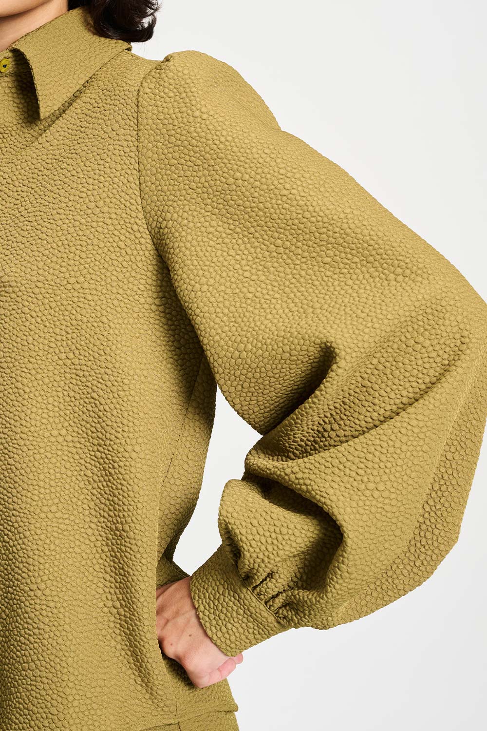 POM Amsterdam Blouses BLOUSE - Bubble Fresh Olive