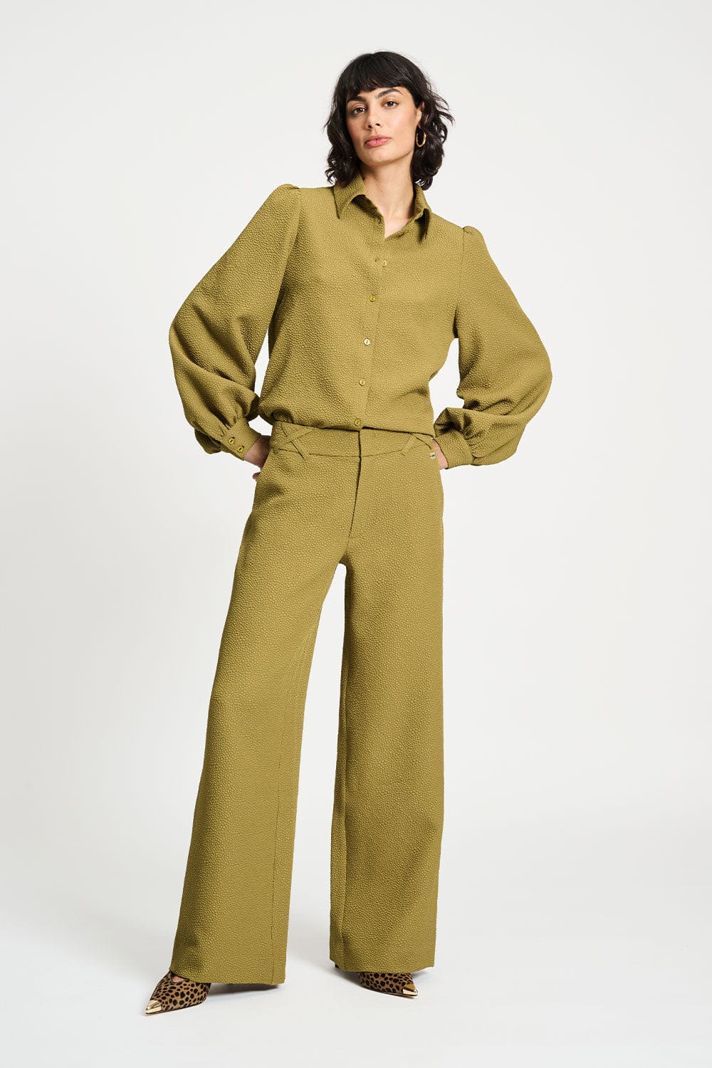POM Amsterdam Blouses BLOUSE - Bubble Fresh Olive
