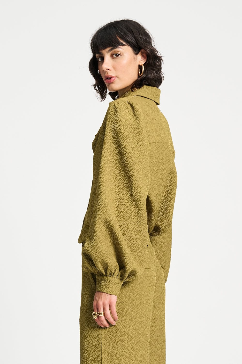 POM Amsterdam Blouses BLOUSE - Bubble Fresh Olive