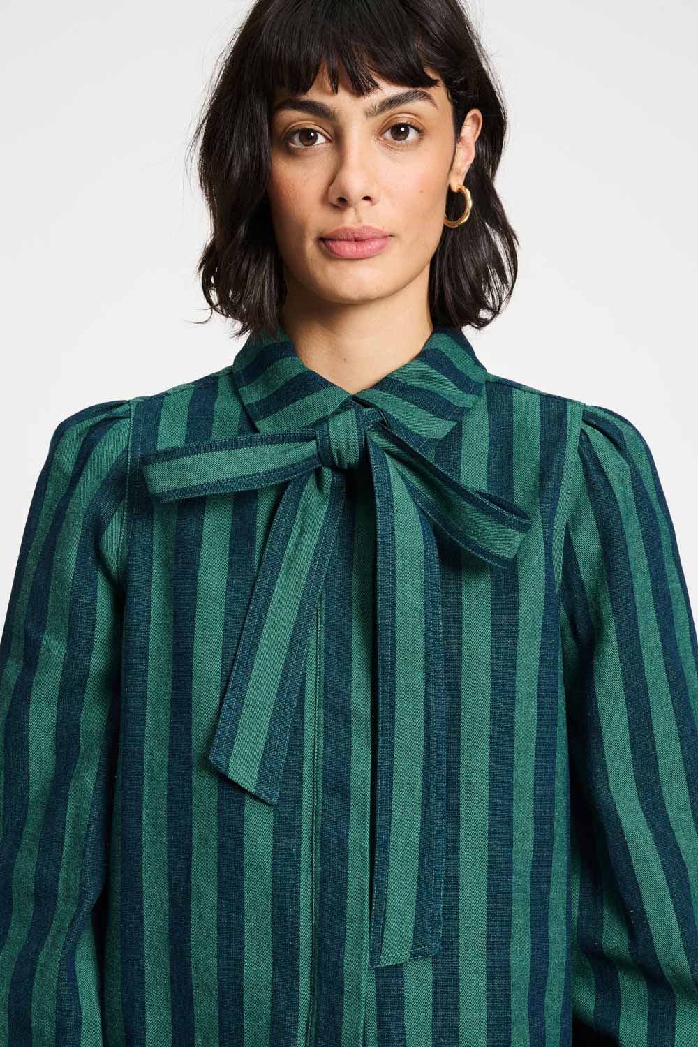 POM Amsterdam Blouses BLOUSE - Denim Striped