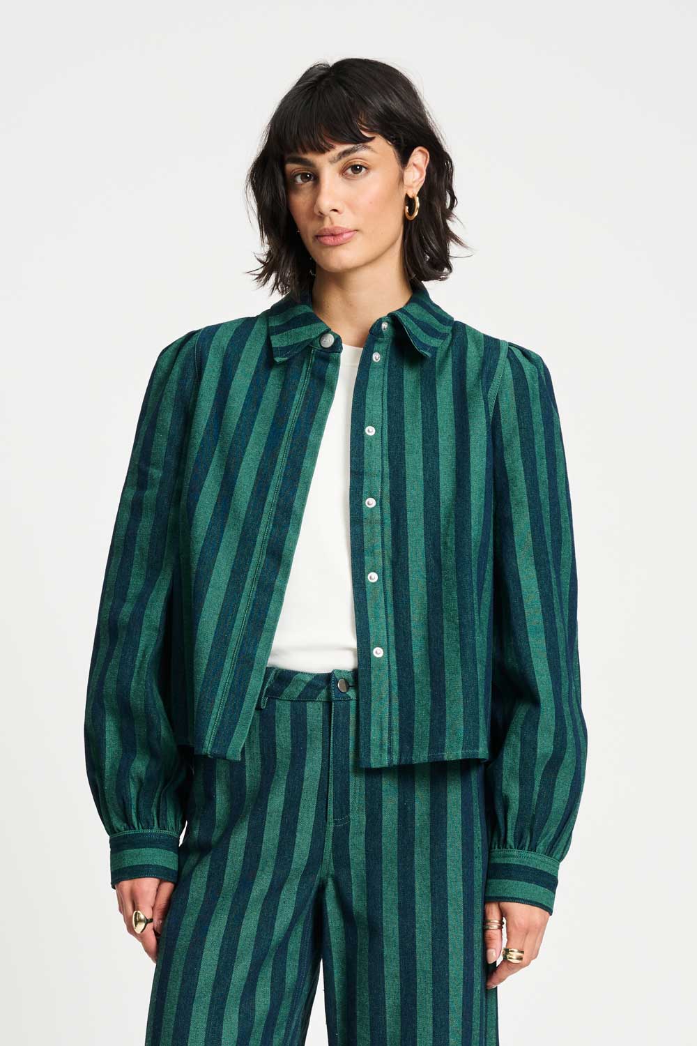 POM Amsterdam Blouses BLOUSE - Denim Striped