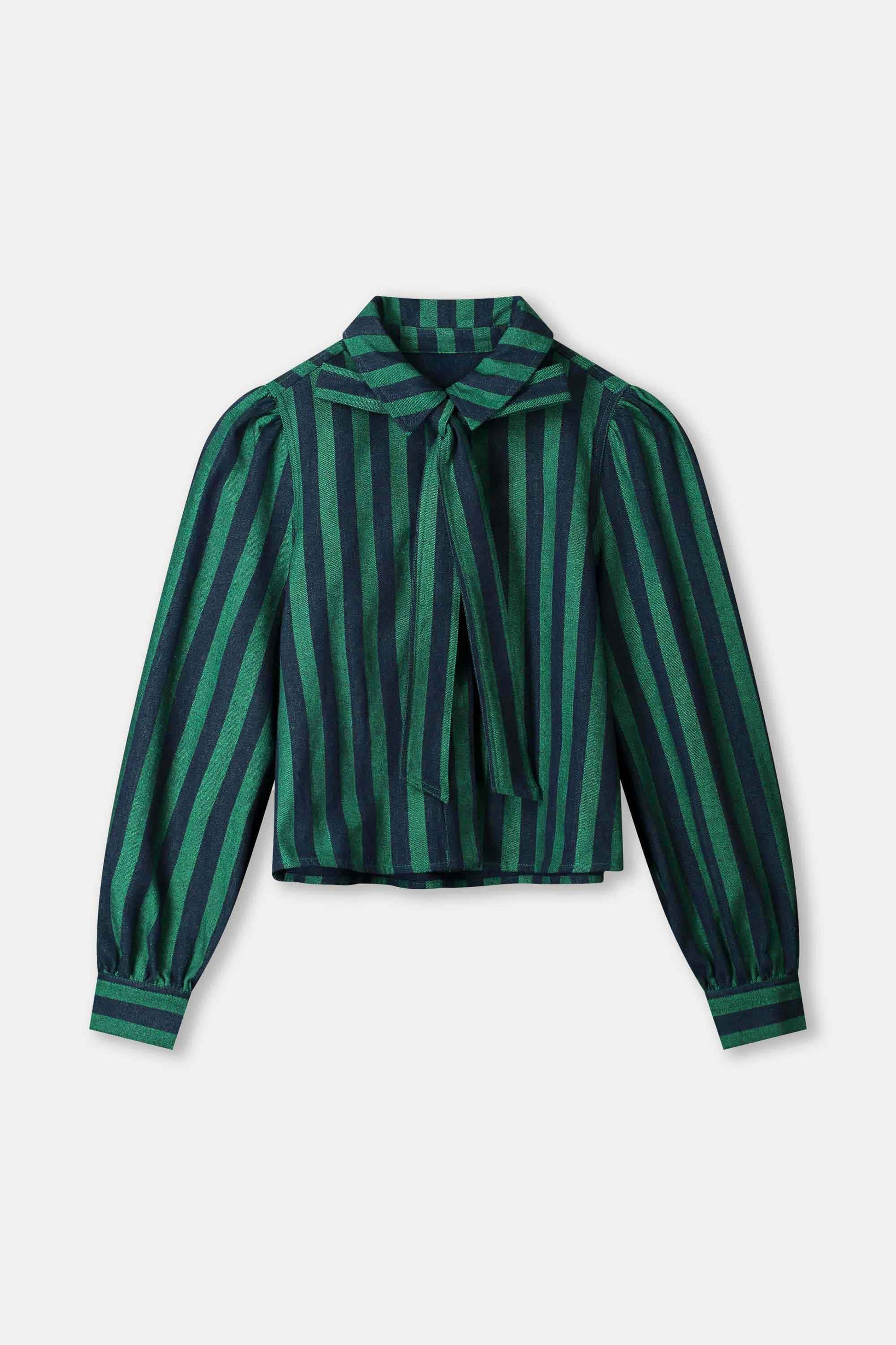 POM Amsterdam Blouses BLOUSE - Denim Striped