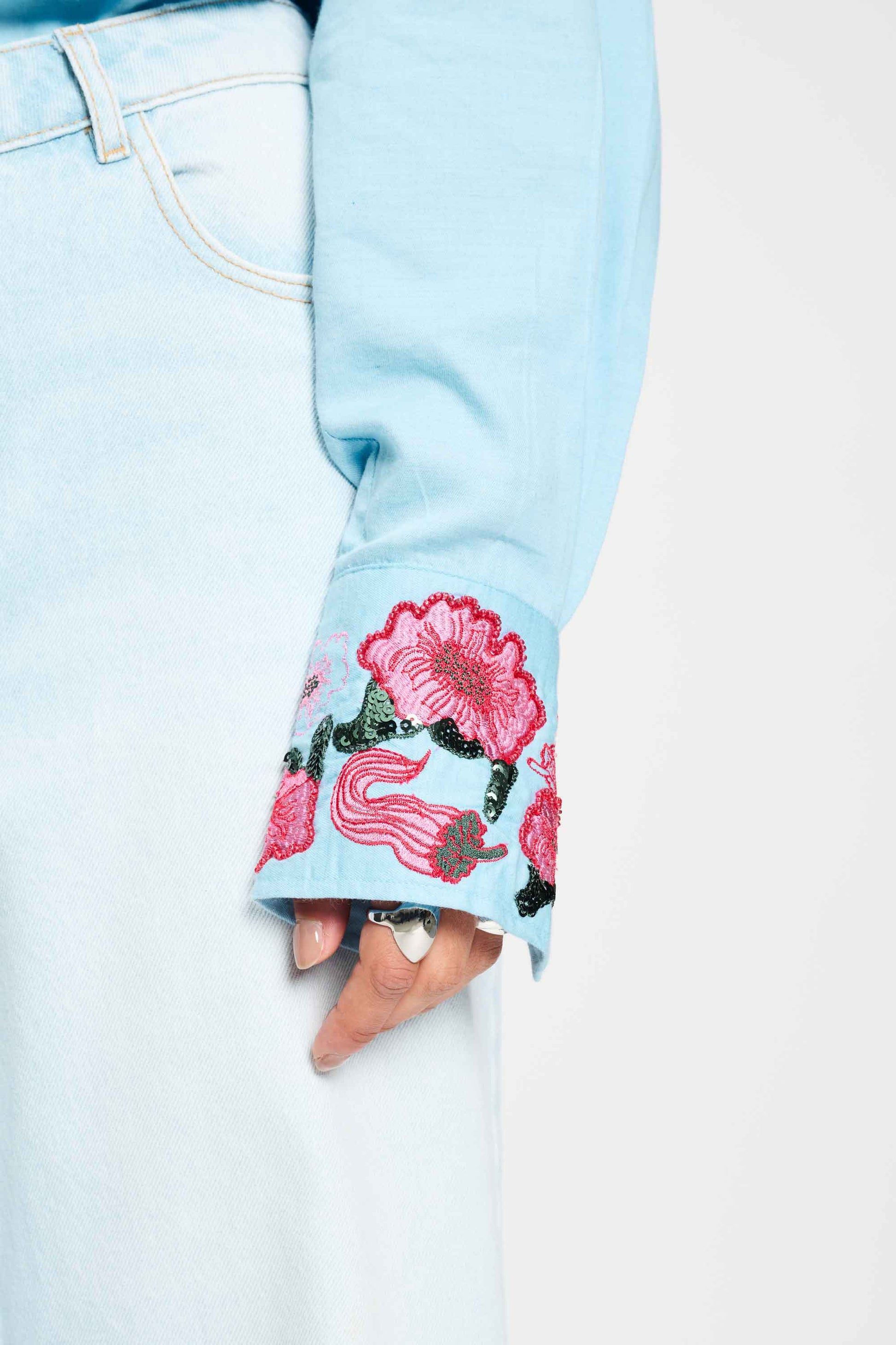 POM Amsterdam Blouses BLOUSE - Sky Blue Melange