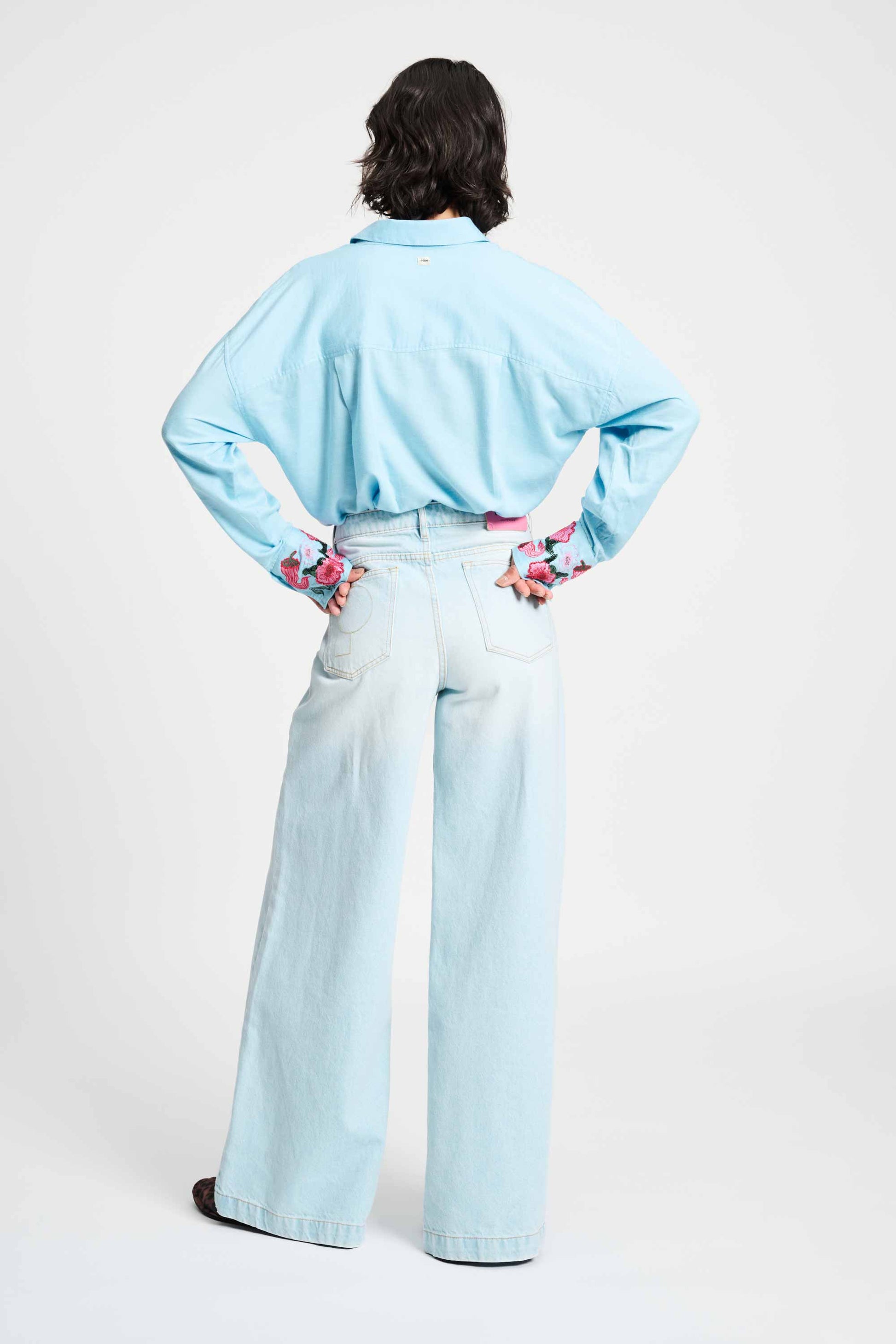 POM Amsterdam Blouses BLOUSE - Sky Blue Melange