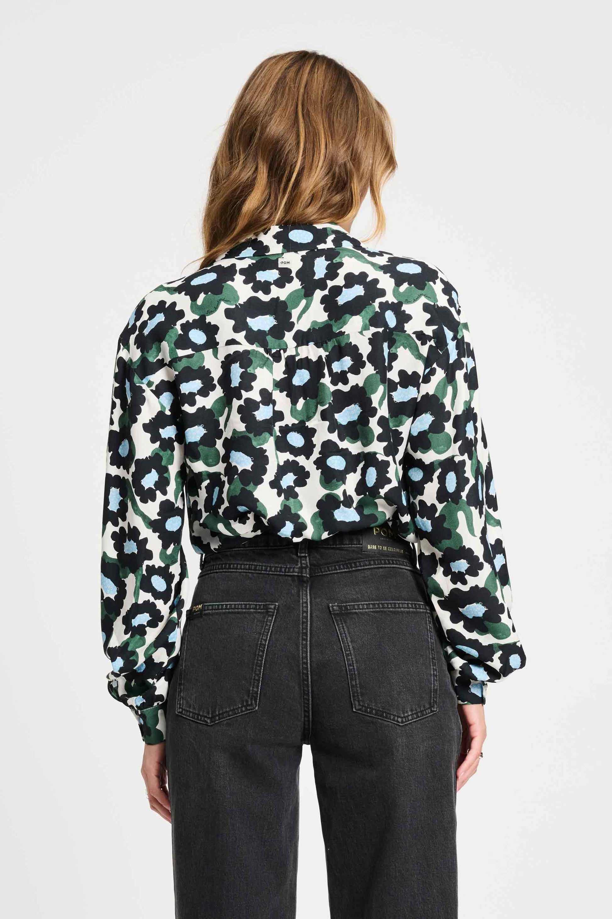 POM Amsterdam Blouses BLOUSE - Violet Wild Flowers Ecru