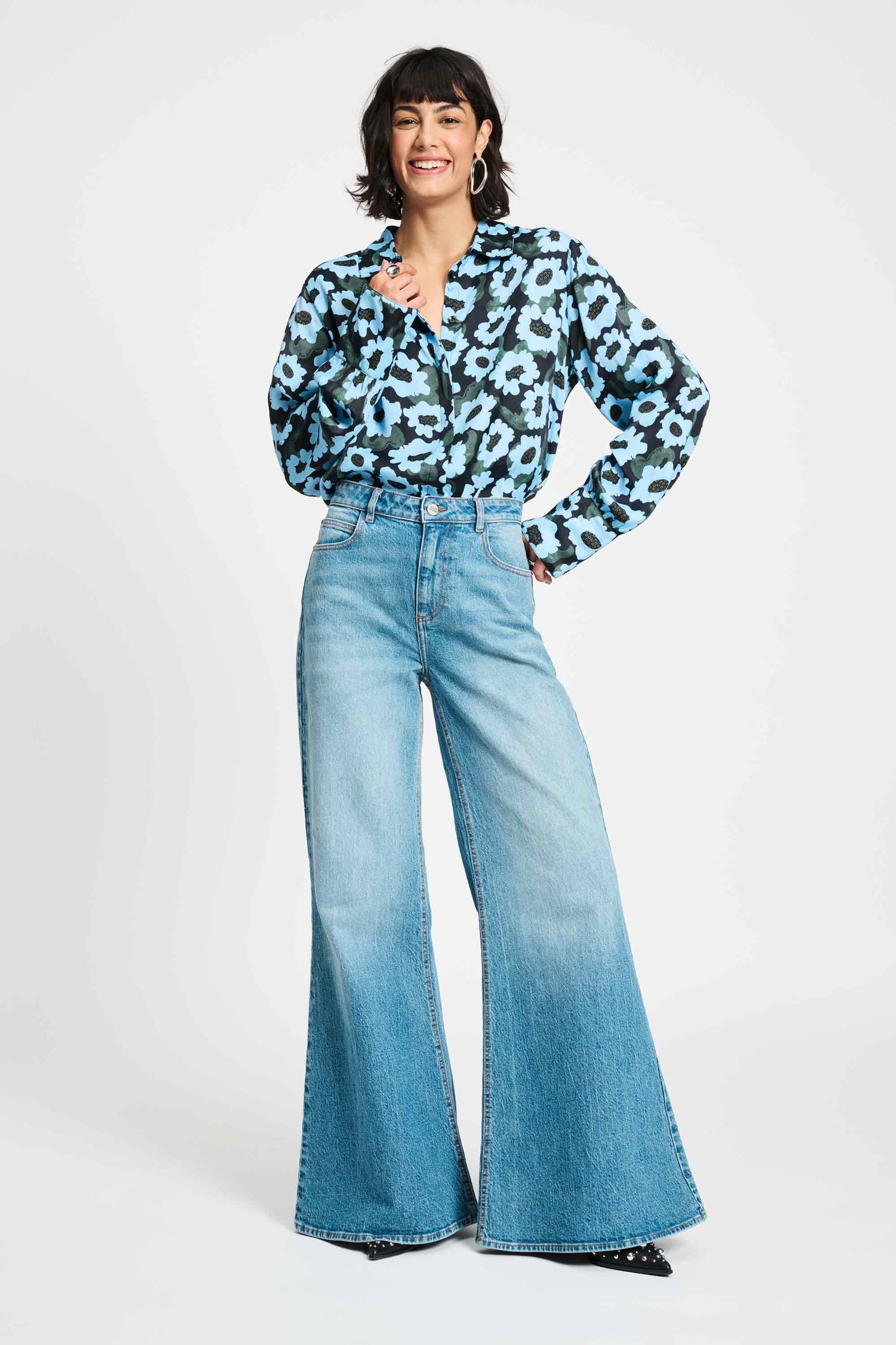 POM Amsterdam Blouses BLOUSE - Wild Flowers Blue