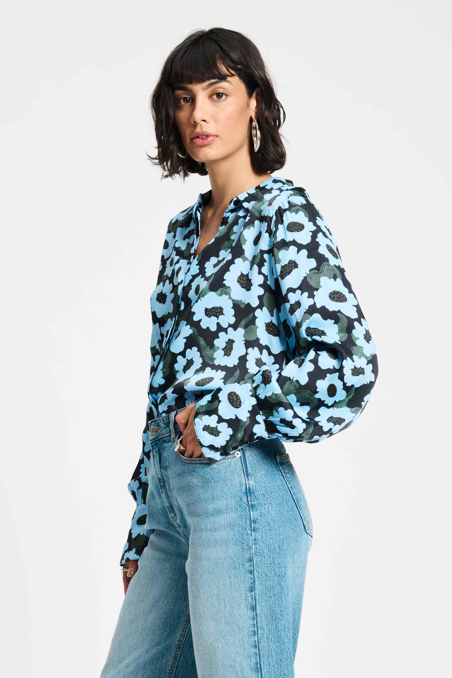 POM Amsterdam Blouses BLOUSE - Wild Flowers Blue