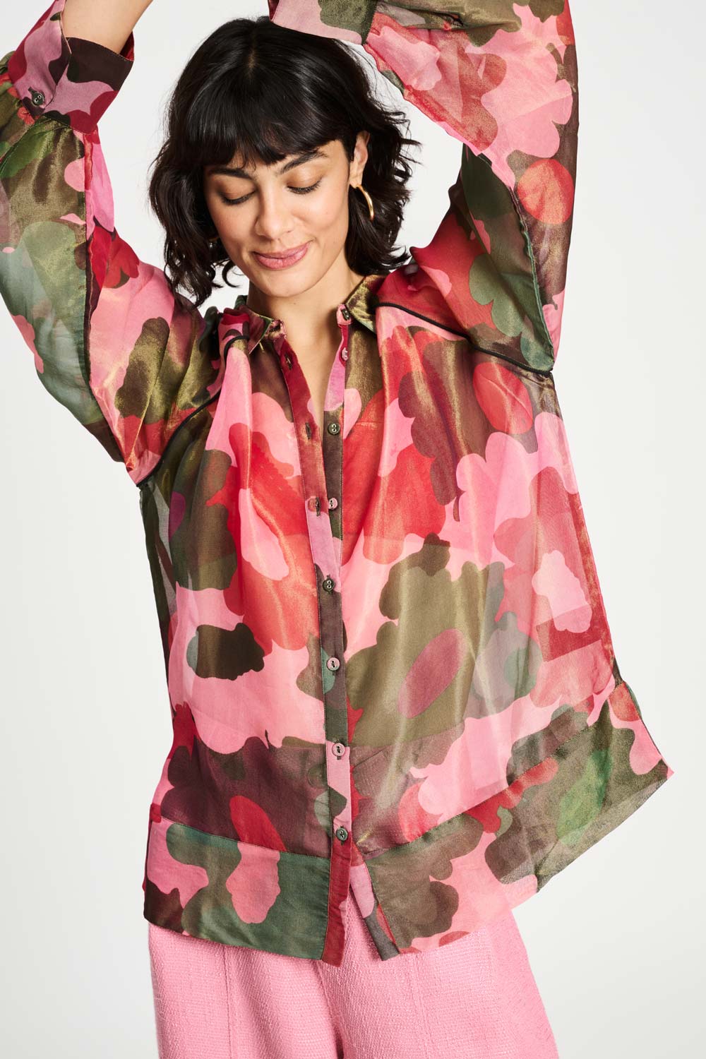 POM Amsterdam Blouses Multi colour / 34 BLOUSE - Abstract Flower Shimmer