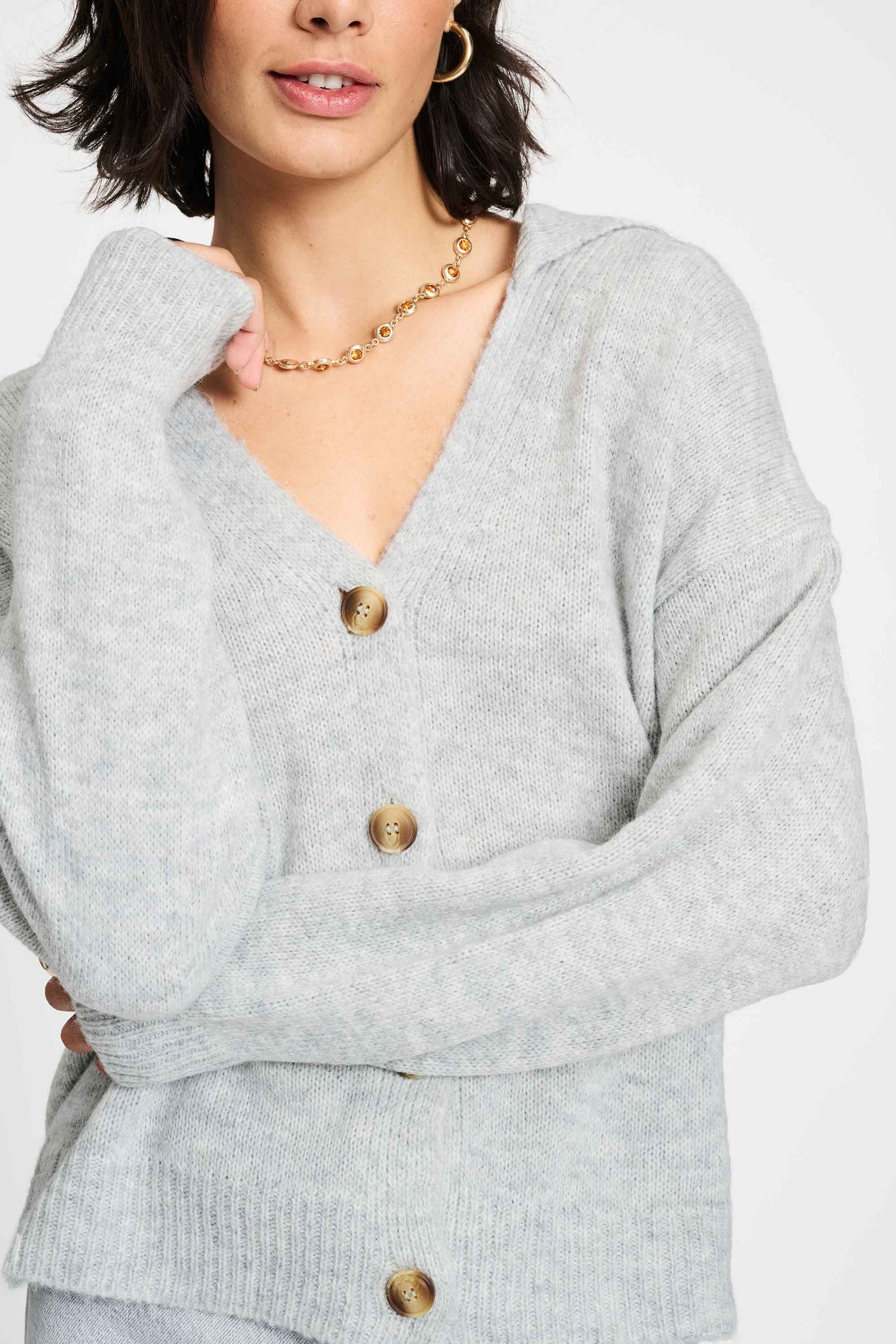 POM Amsterdam Cardigans CARDIGAN - Grey Melange