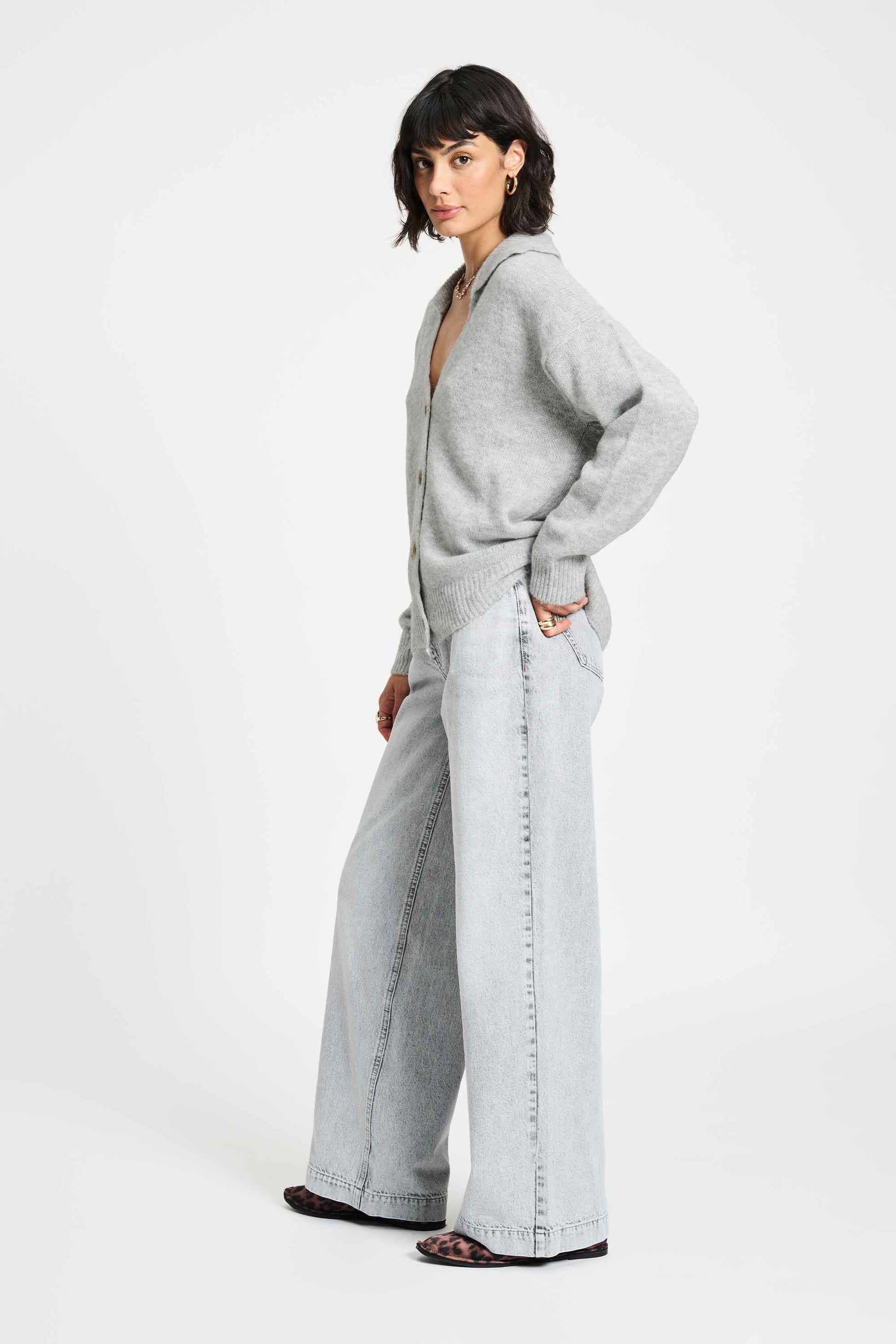 POM Amsterdam Cardigans CARDIGAN - Grey Melange