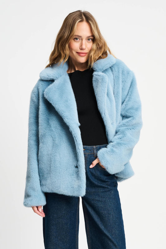 POM Amsterdam Coats Blue / 34 VEST - Fur Misty Blue
