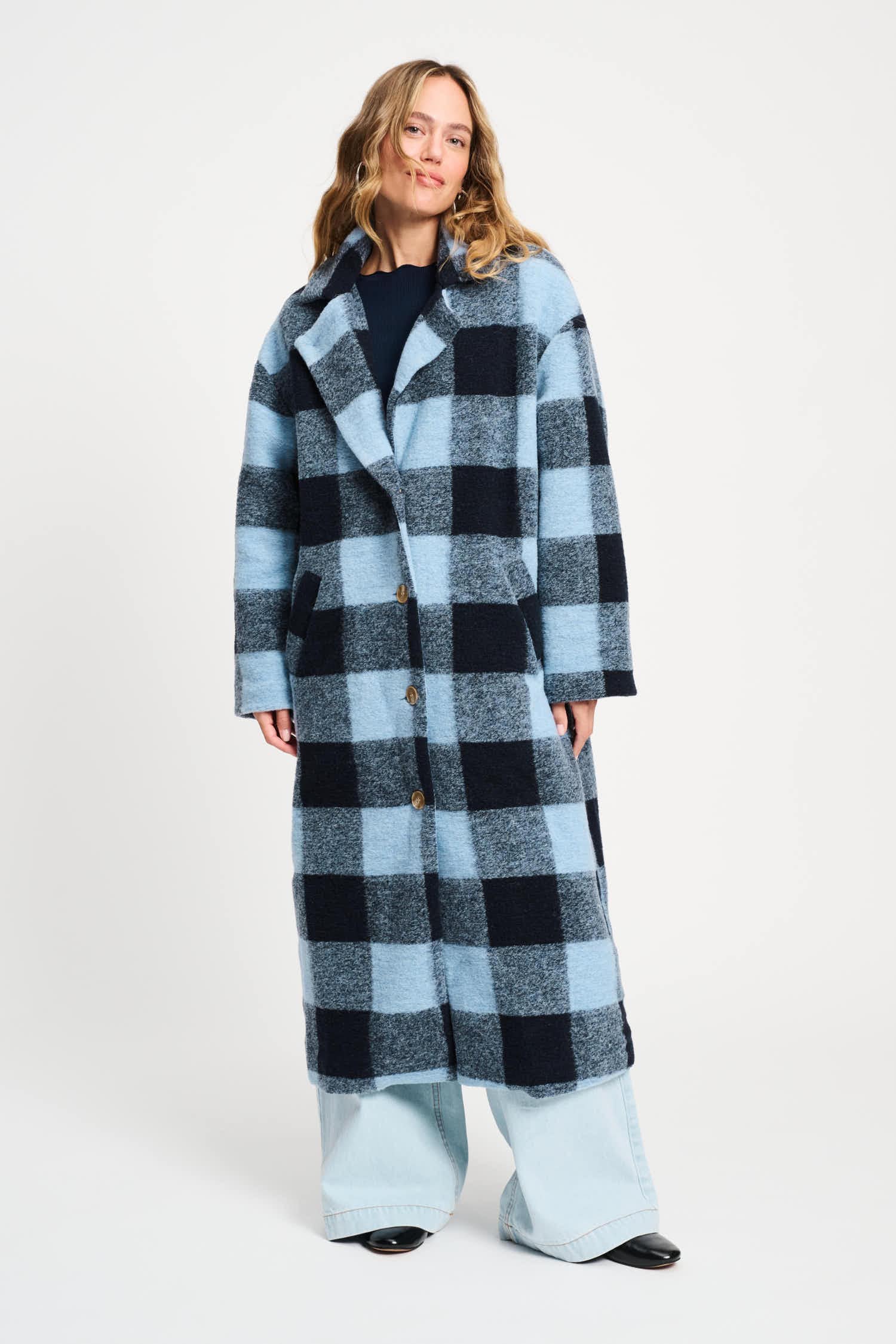 POM Amsterdam Coats VEST - Check Dawn Blue