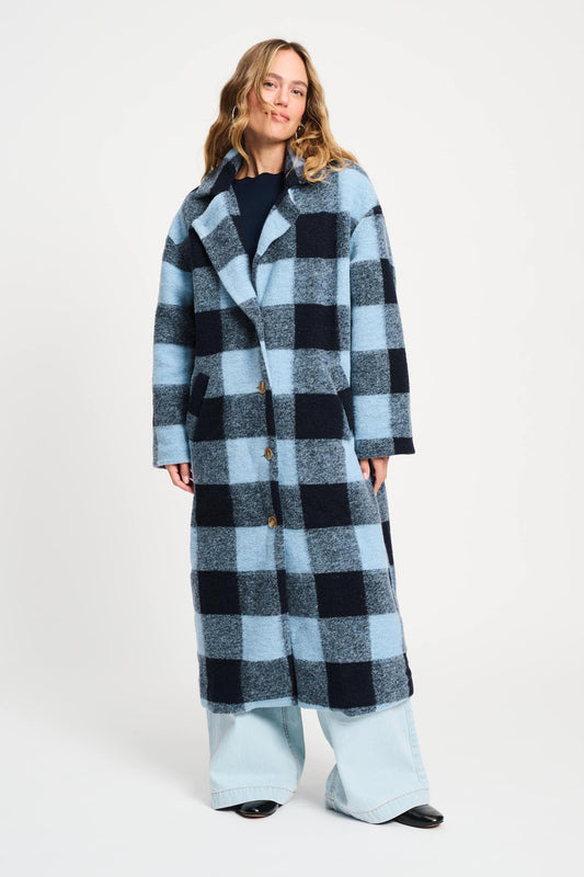 POM Amsterdam Coats VEST - Check Dawn Blue