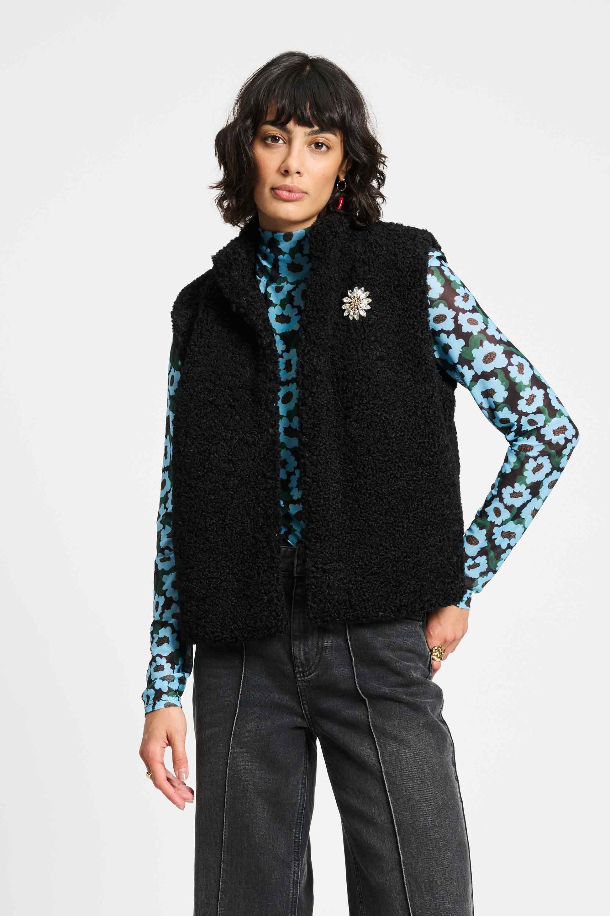 POM Amsterdam Gilets Black / 34 GILET - Teddy Love Black