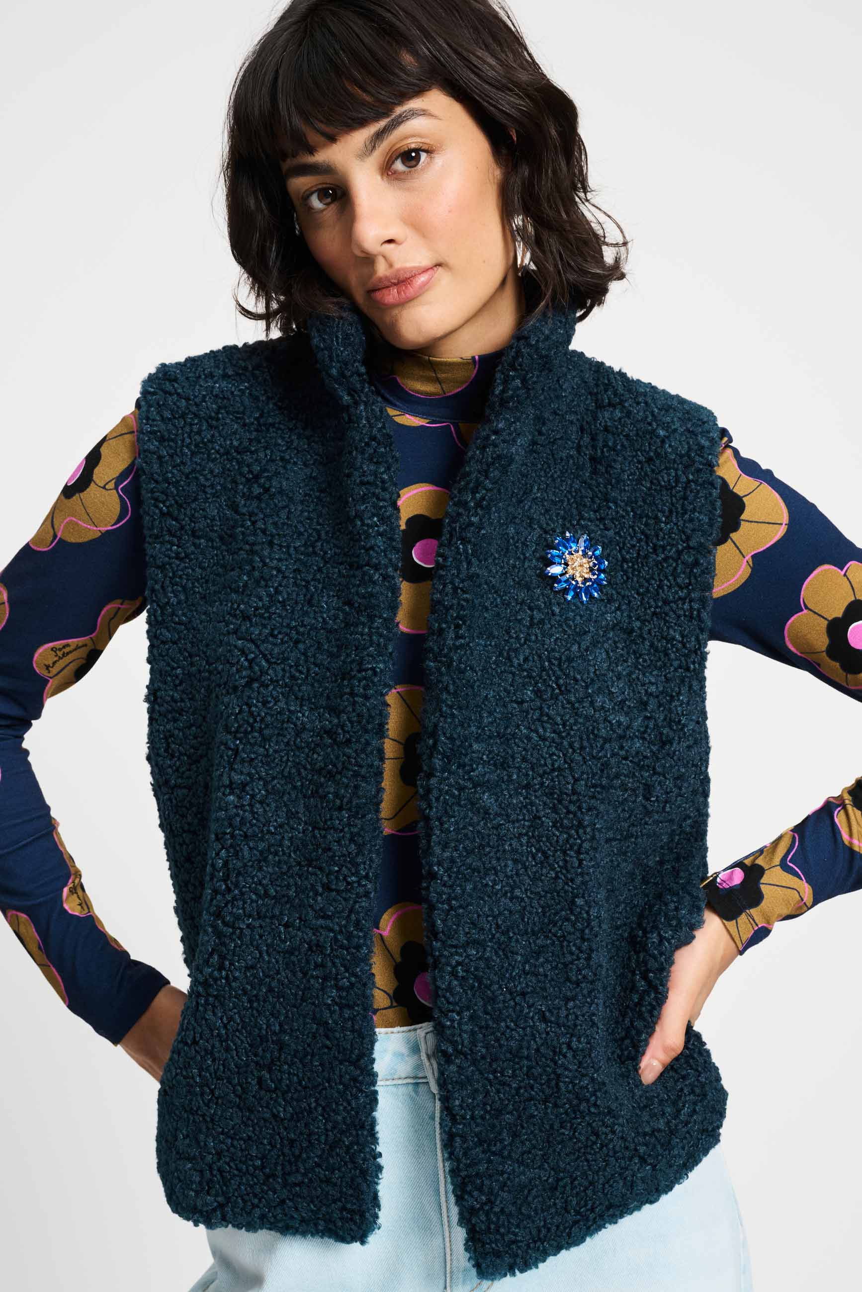 POM Amsterdam Gilets Blue / 34 GILET - Teddy Love Marine