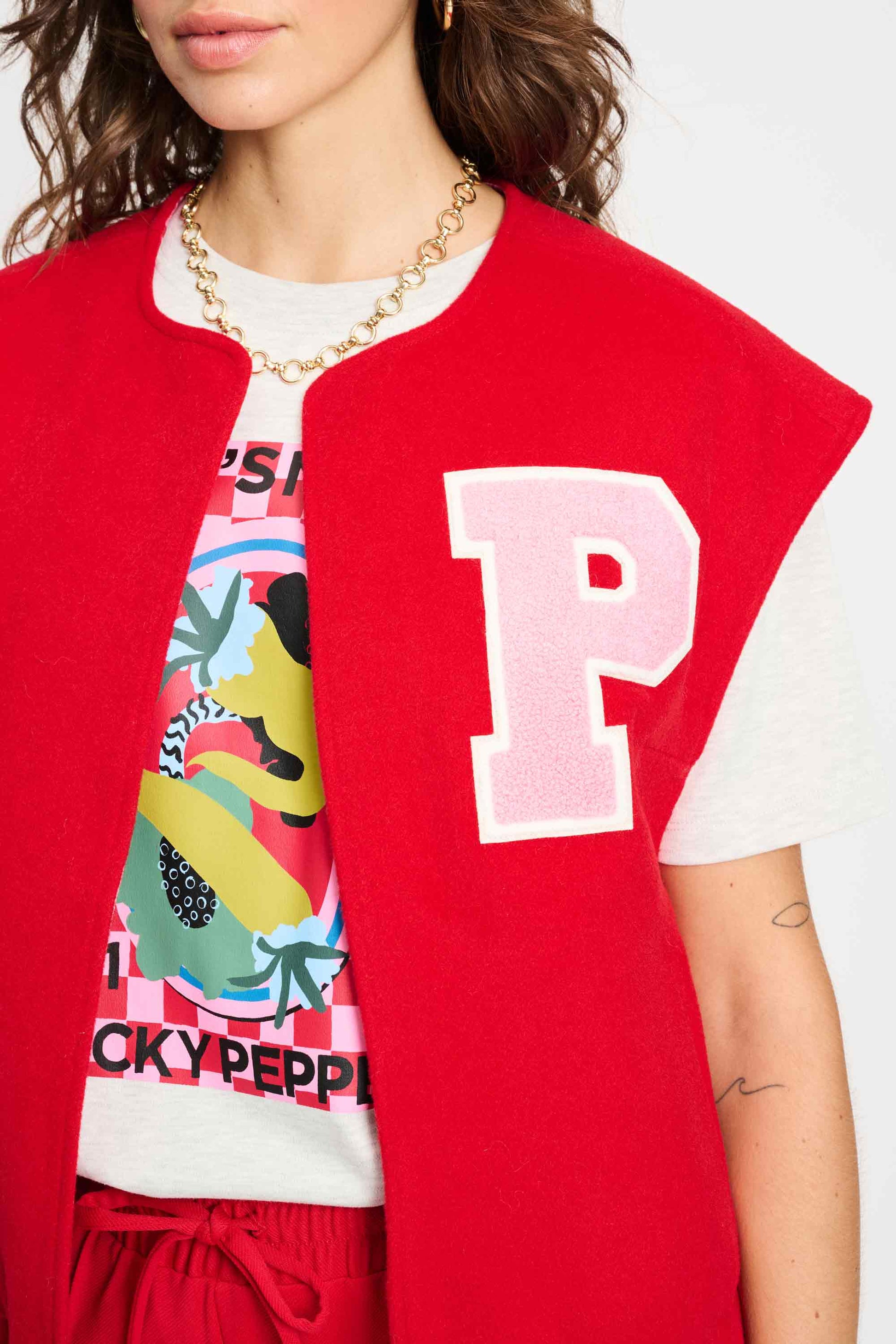 POM Amsterdam Gilets GILET - Baseball Chili Red