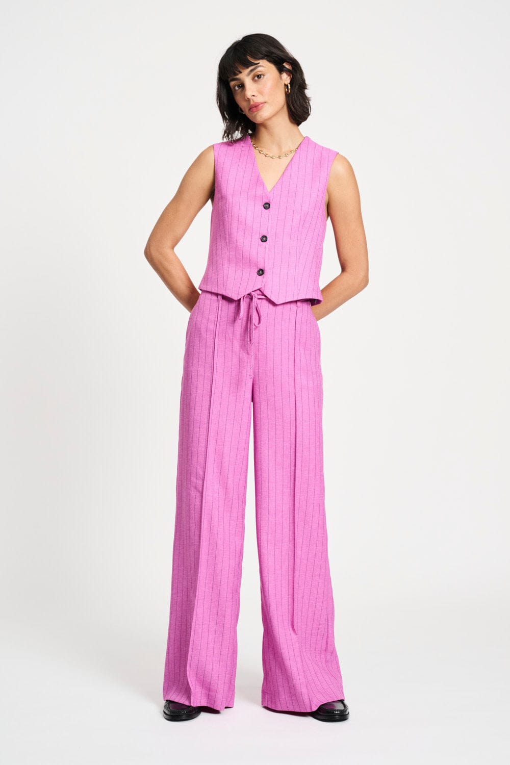 POM Amsterdam Gilets GILET - Rose Doux Striped