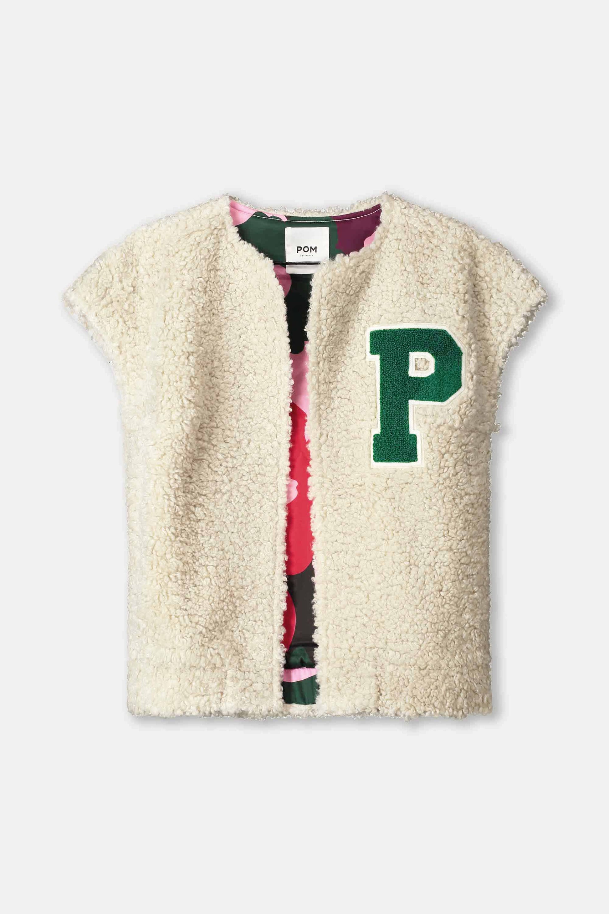 POM Amsterdam Gilets GILET - Teddy Baseball Ecru