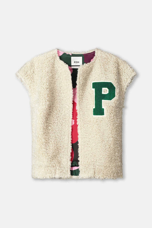 POM Amsterdam Gilets GILET - Teddy Baseball Ecru