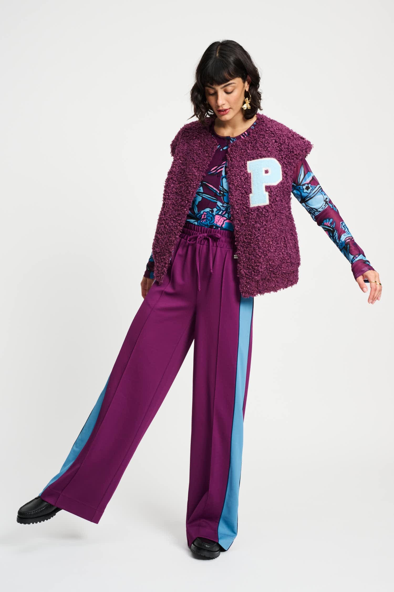 POM Amsterdam Gilets GILET - Teddy Baseball Plum