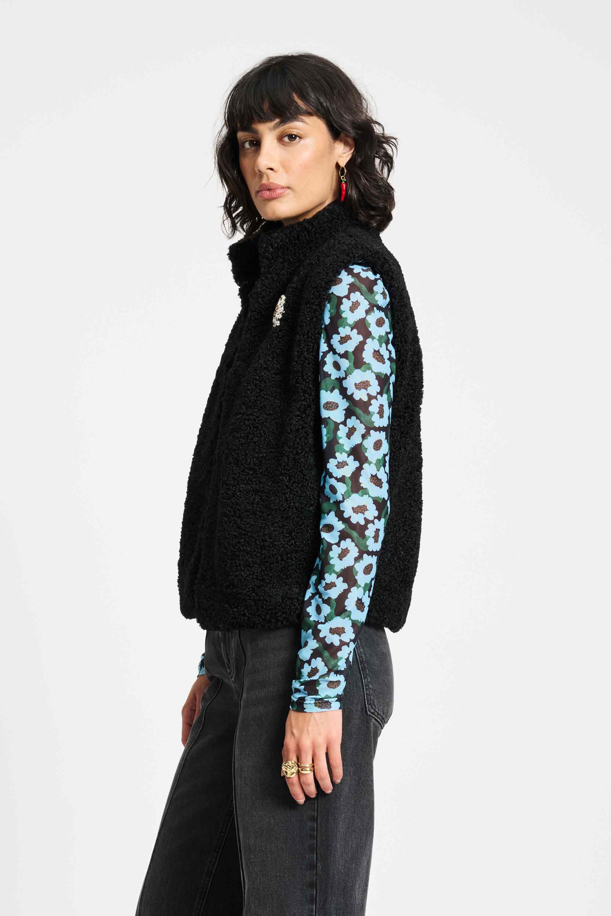 POM Amsterdam Gilets GILET - Teddy Love Black