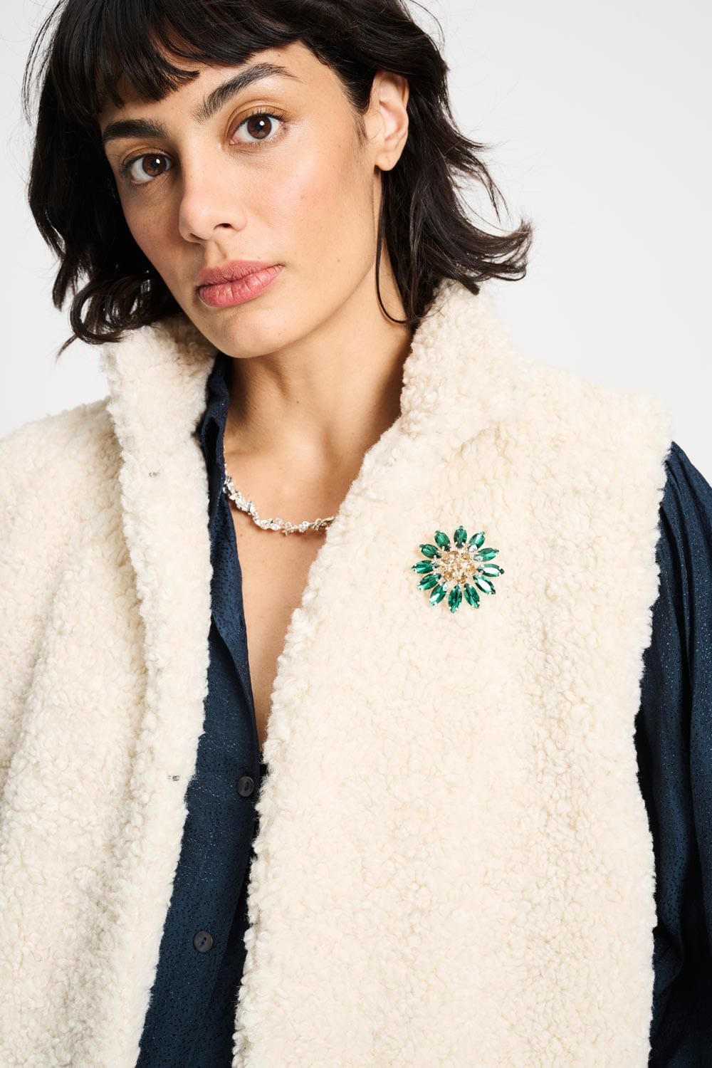 POM Amsterdam Gilets GILET - Teddy Love Ecru