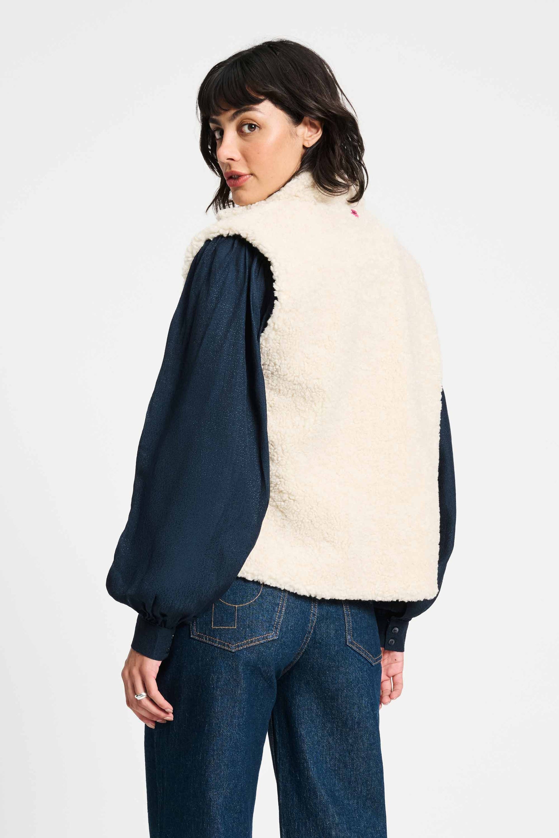 POM Amsterdam Gilets GILET - Teddy Love Ecru