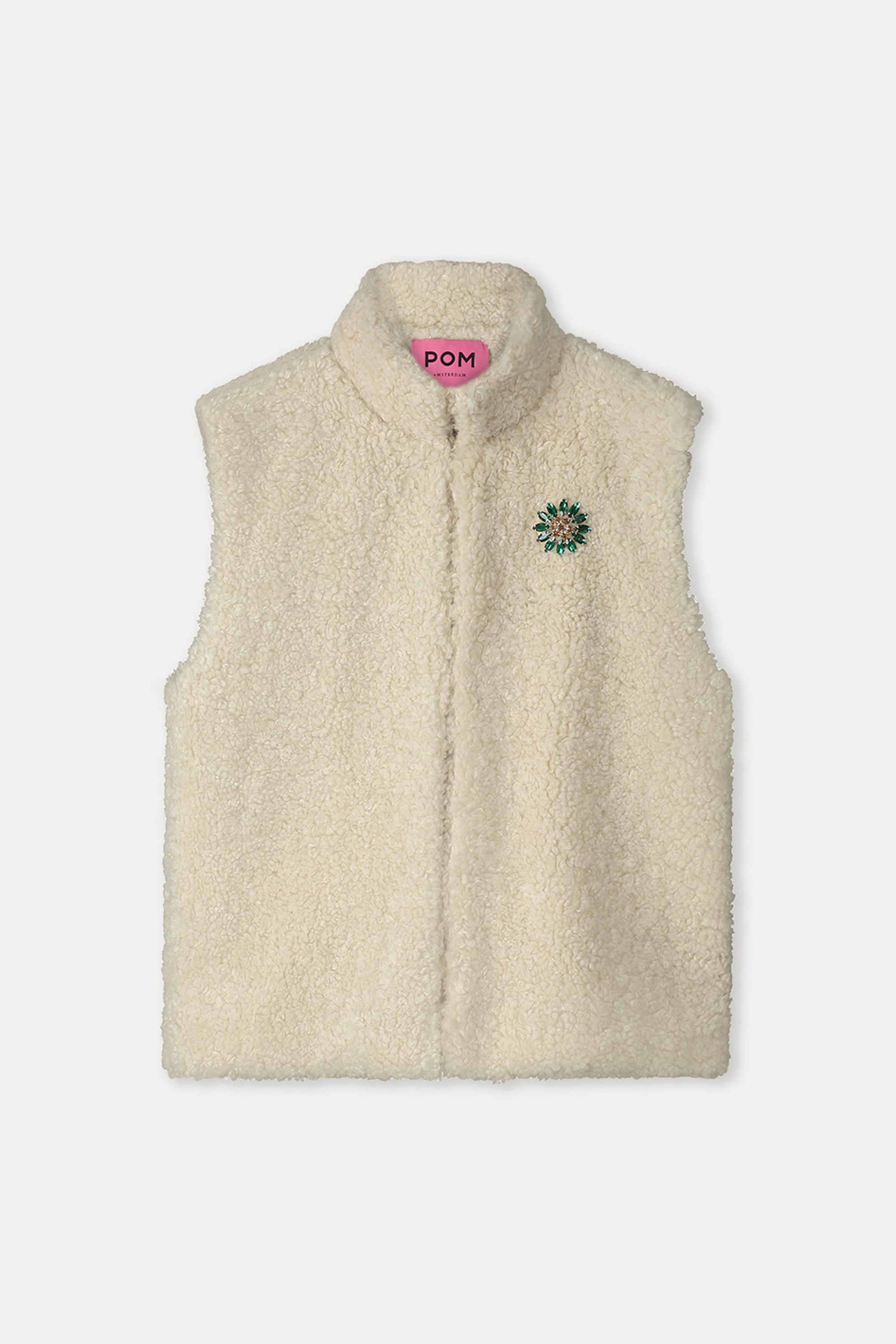 POM Amsterdam Gilets GILET - Teddy Love Ecru