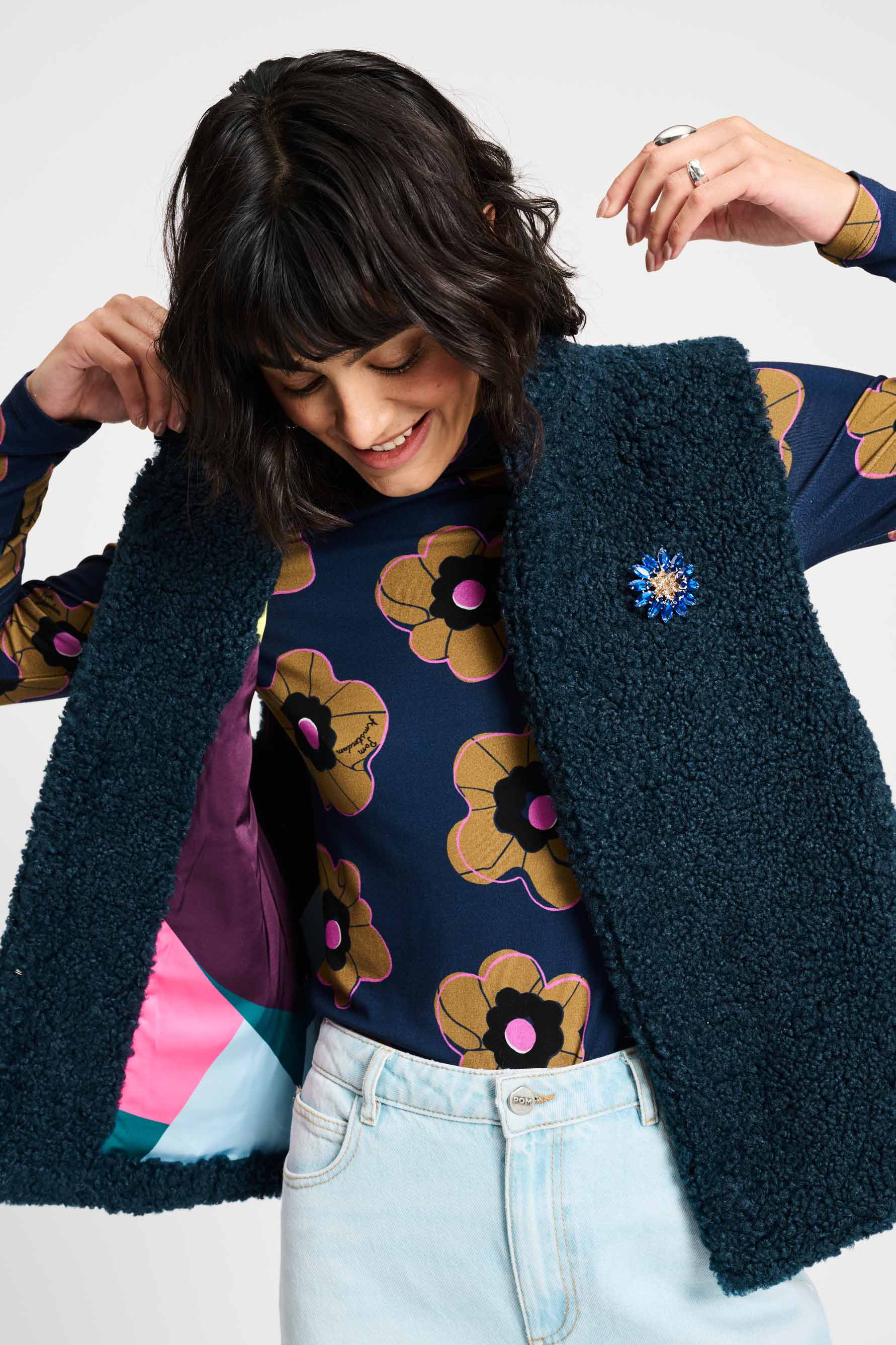 POM Amsterdam Gilets GILET - Teddy Love Marine