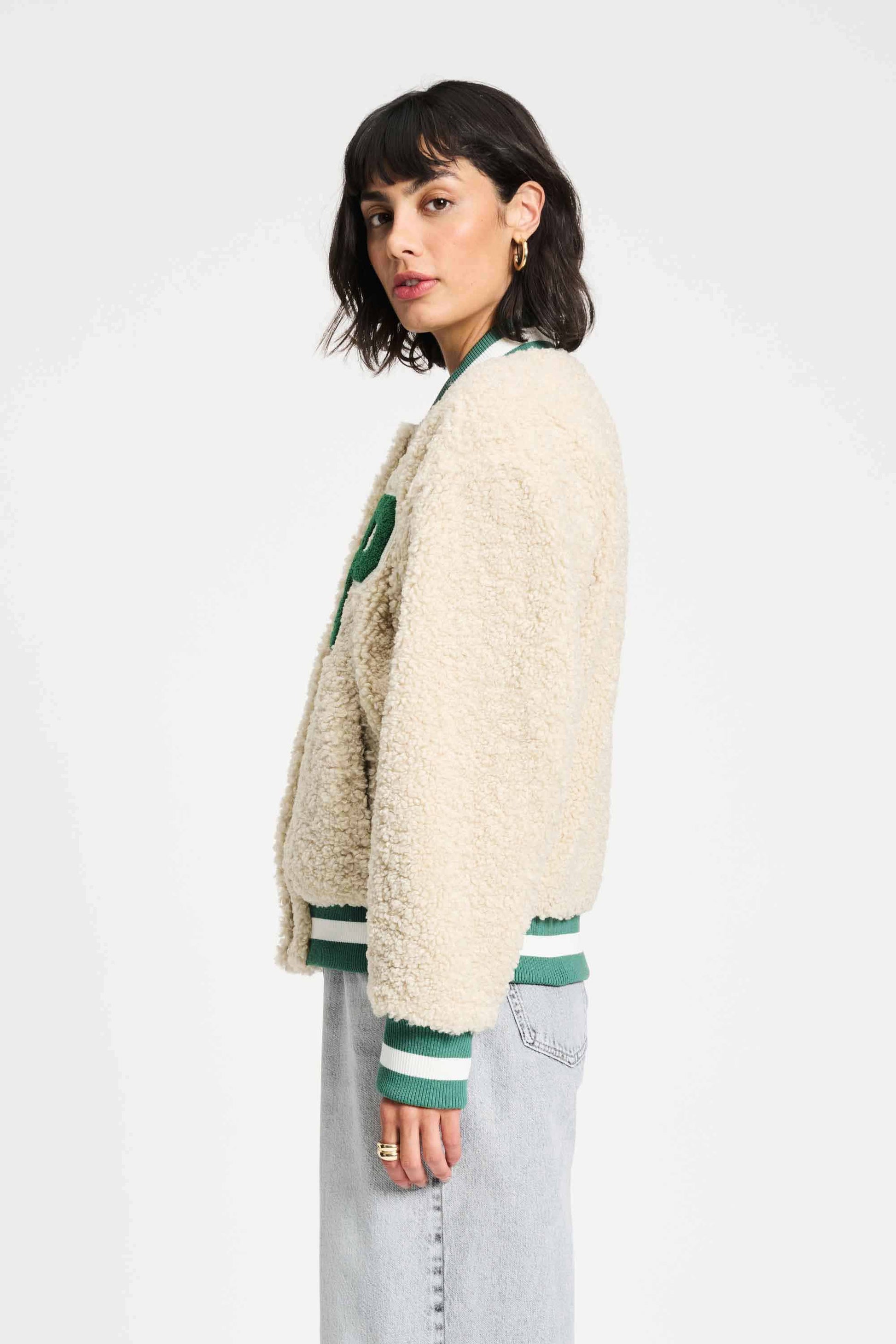 POM Amsterdam Jackets VEST - Teddy Baseball Ecru