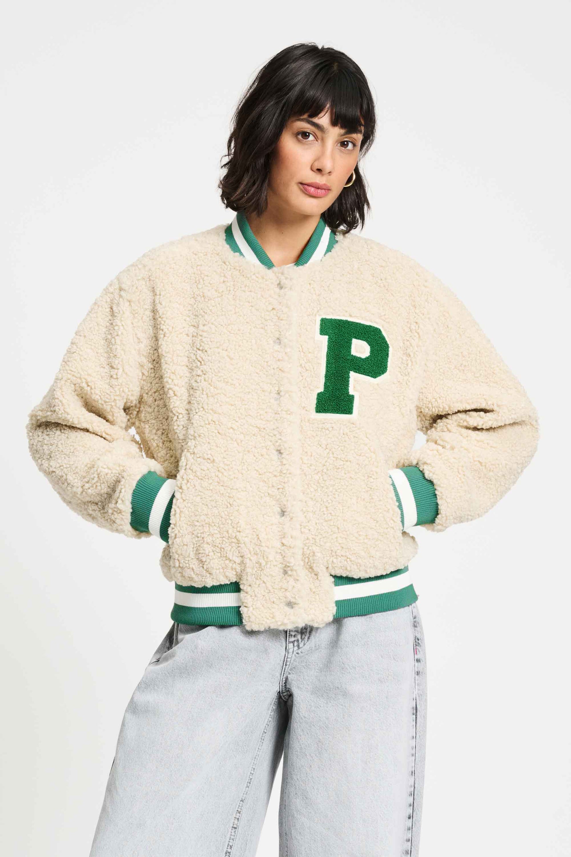 POM Amsterdam Jackets VEST - Teddy Baseball Ecru