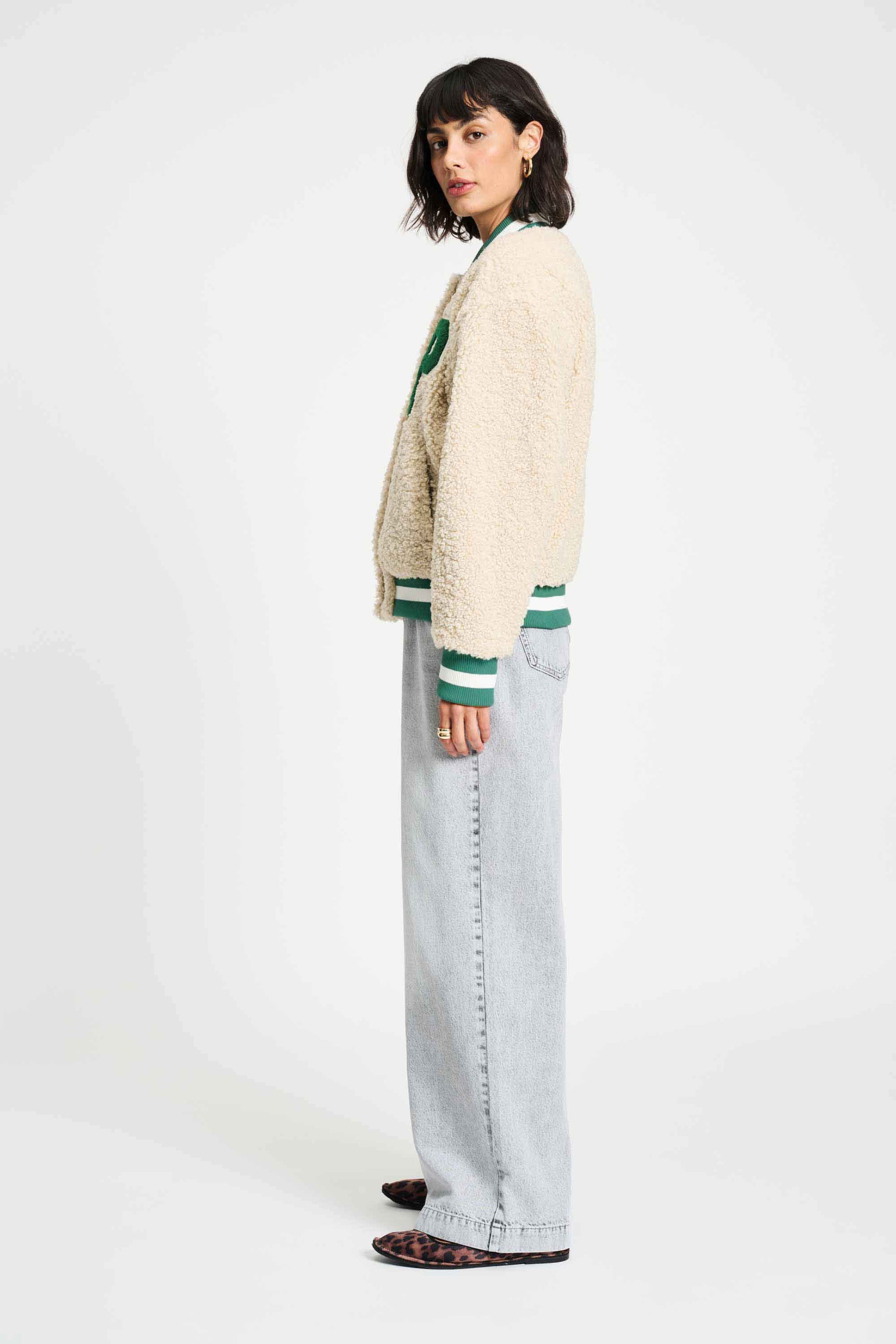 POM Amsterdam Jackets VEST - Teddy Baseball Ecru