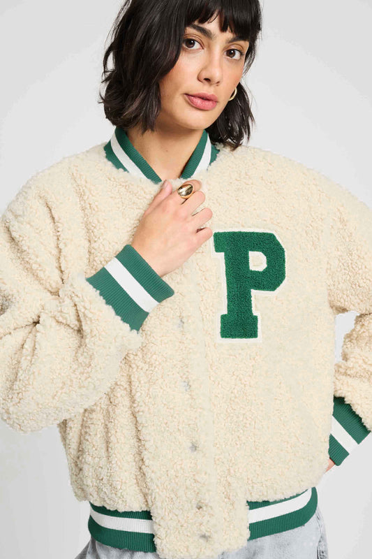 POM Amsterdam Jackets White / 34 VEST - Teddy Baseball Ecru