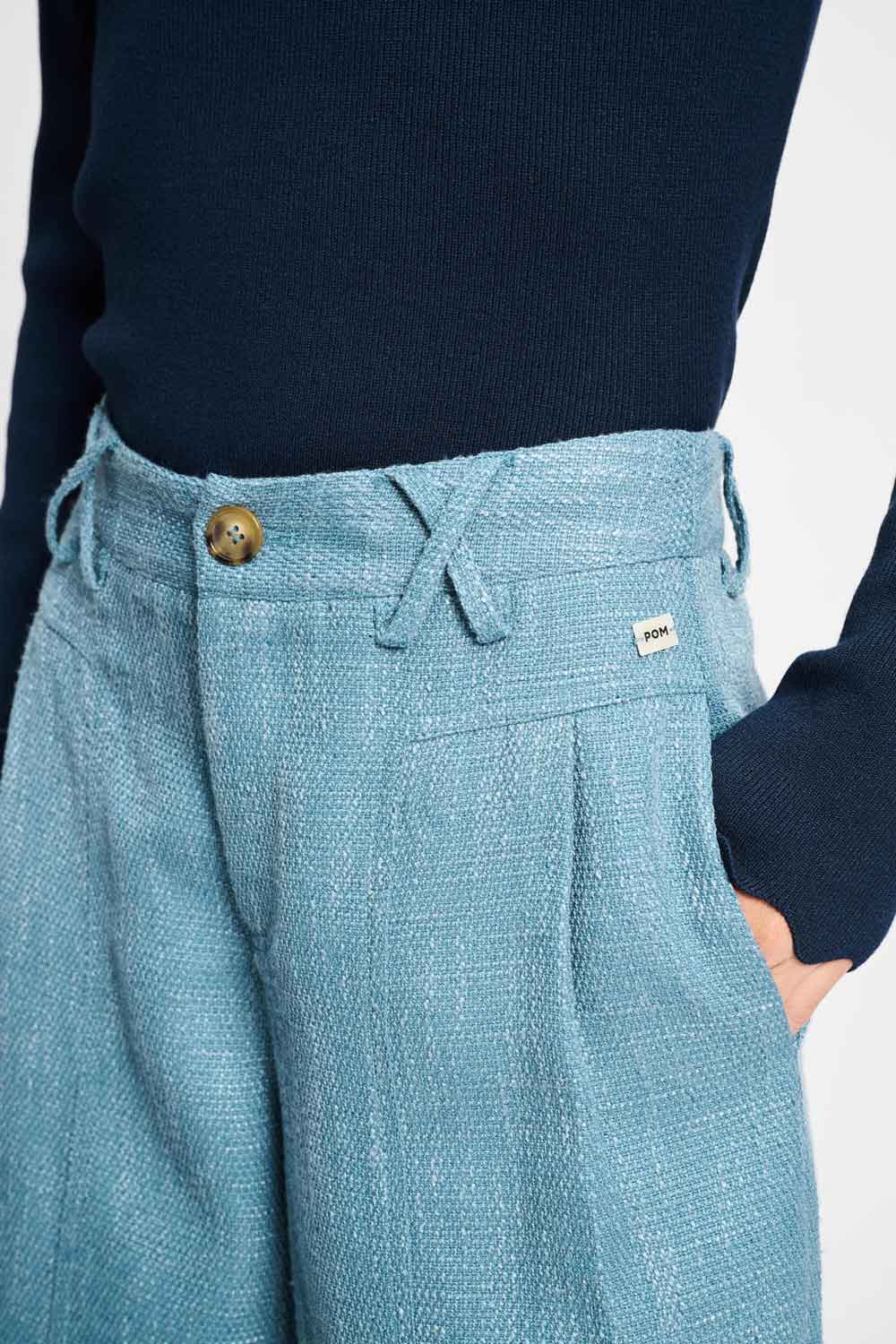 POM Amsterdam Pants PANTALON - Bouclé Dawn Blue