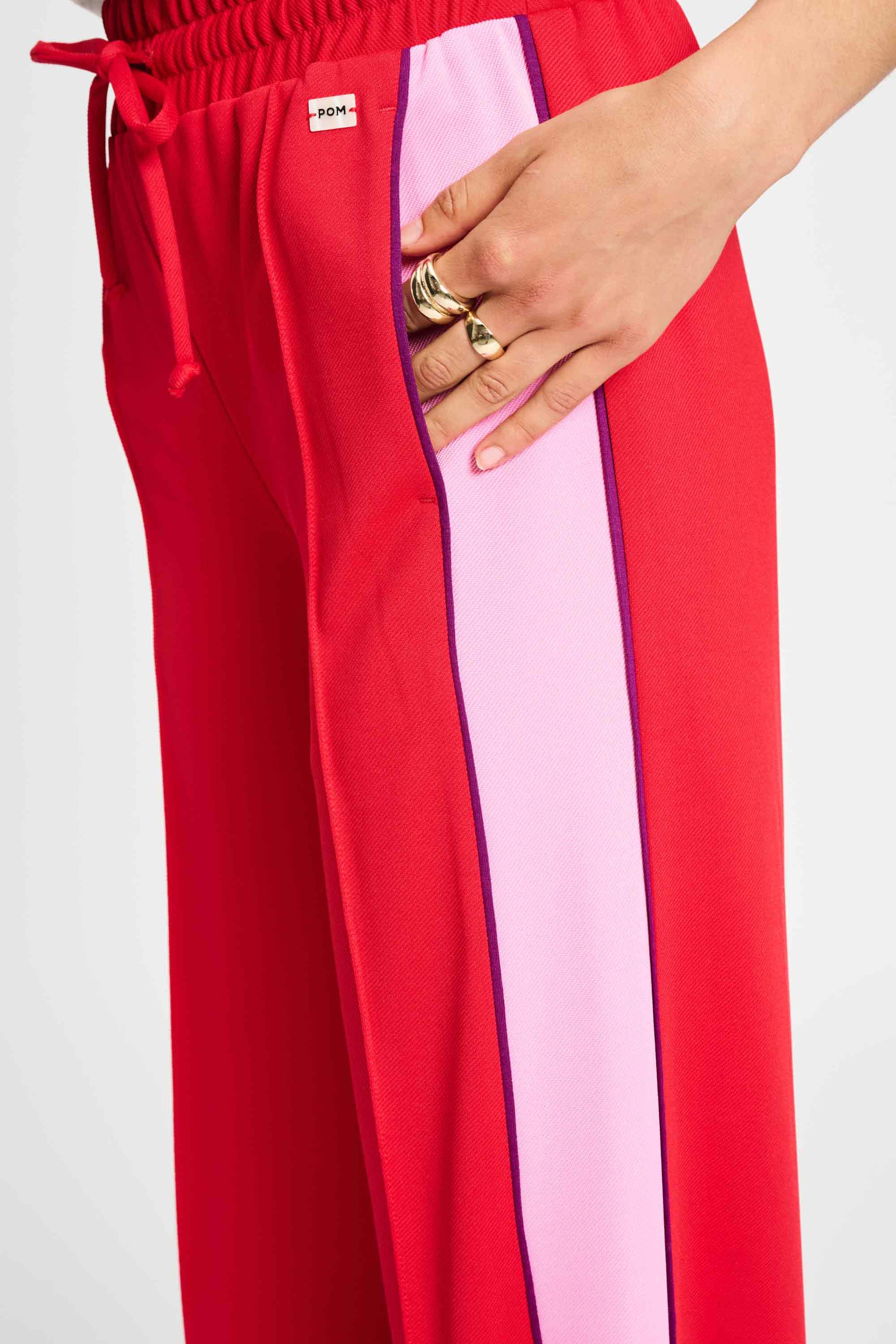 POM Amsterdam Pants PANTALON - Colourblock Chili Red