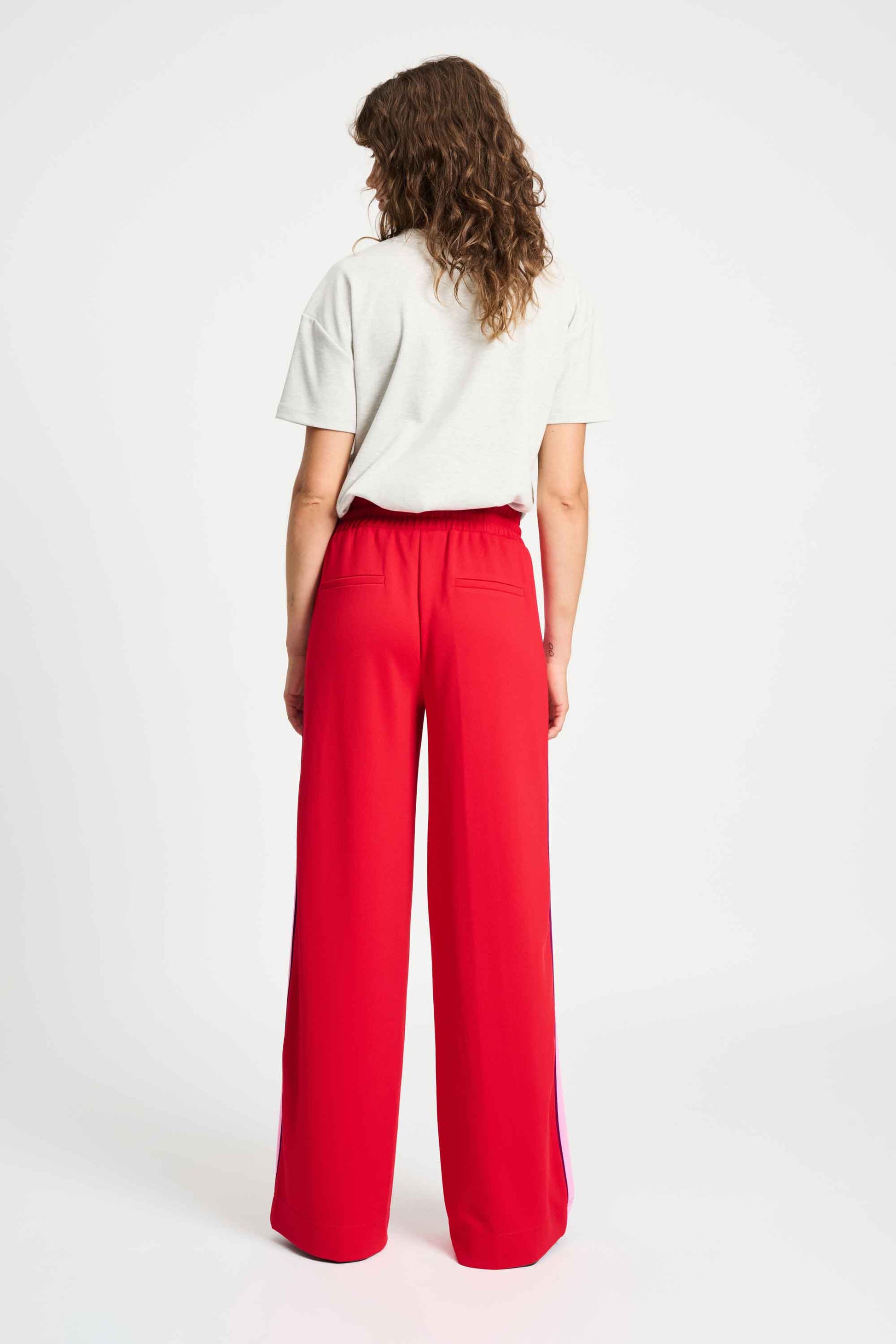 POM Amsterdam Pants PANTALON - Colourblock Chili Red