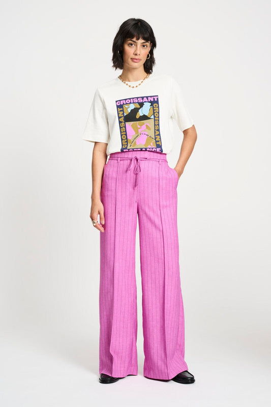 POM Amsterdam Pants Pink / 34 PANTALON - Rose Doux Striped