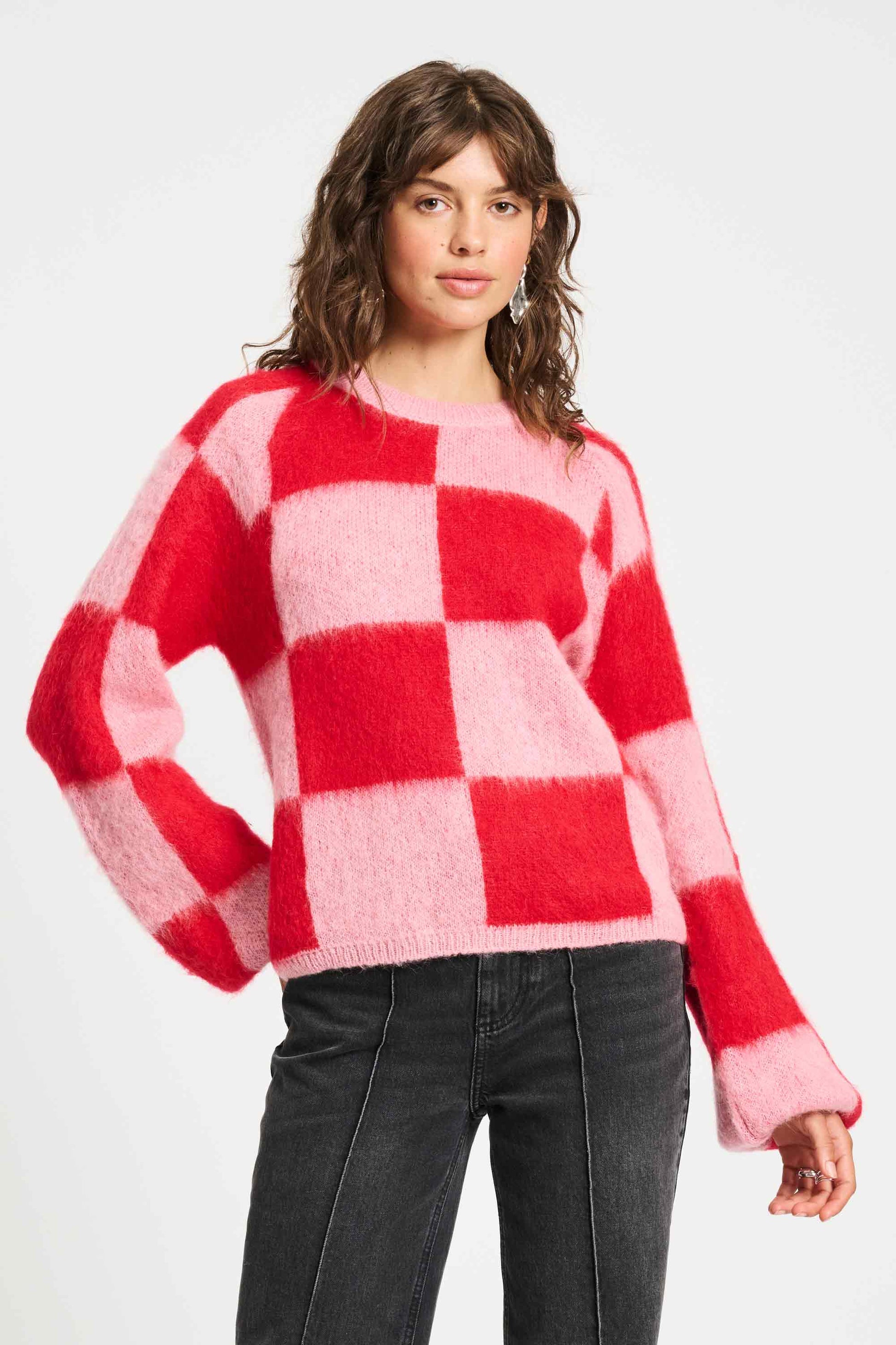 POM Amsterdam Pullovers Red / 34 SWEATER - Checks