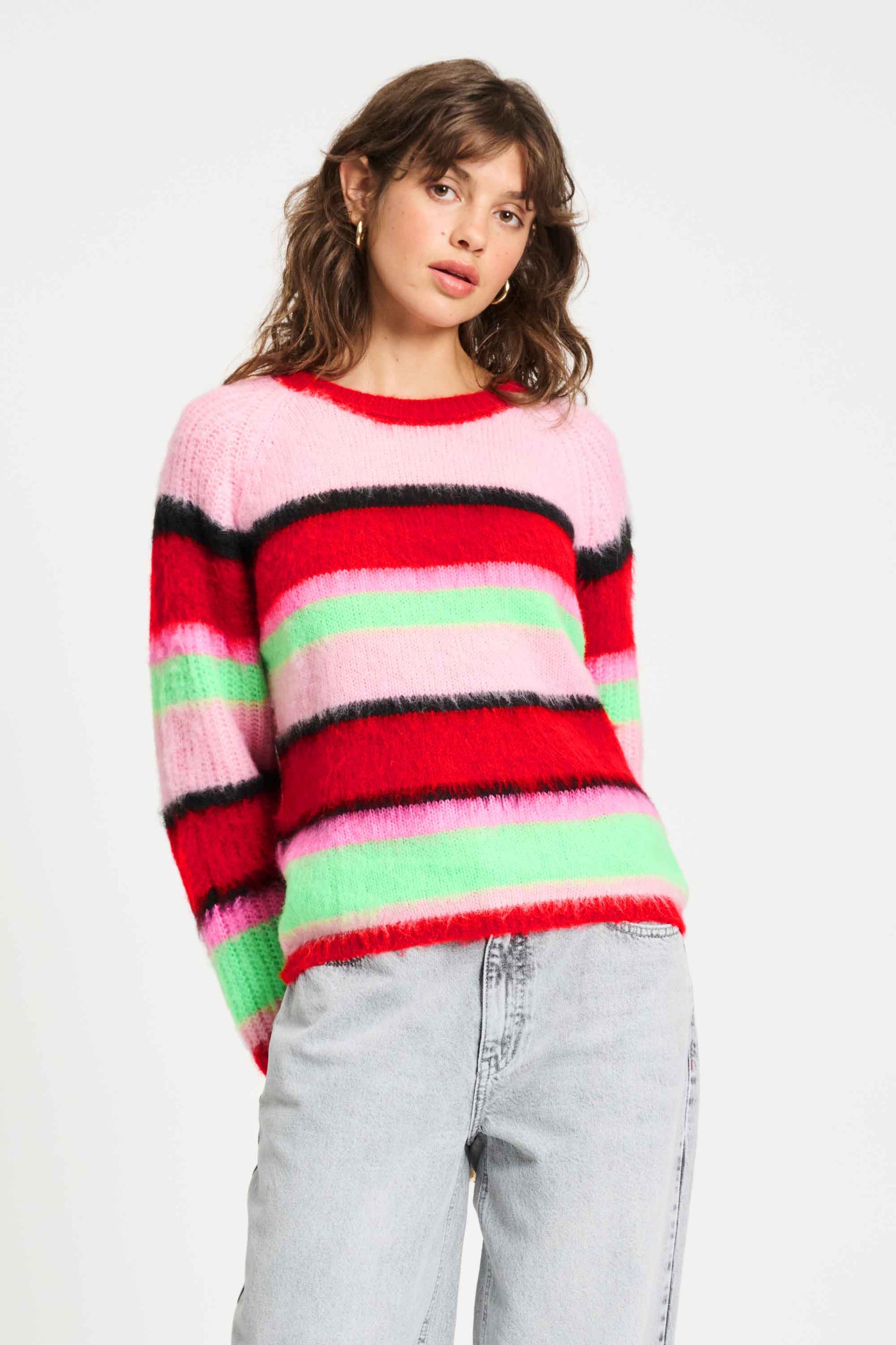 POM Amsterdam Pullovers SWEATER - Brushed Stripes Green