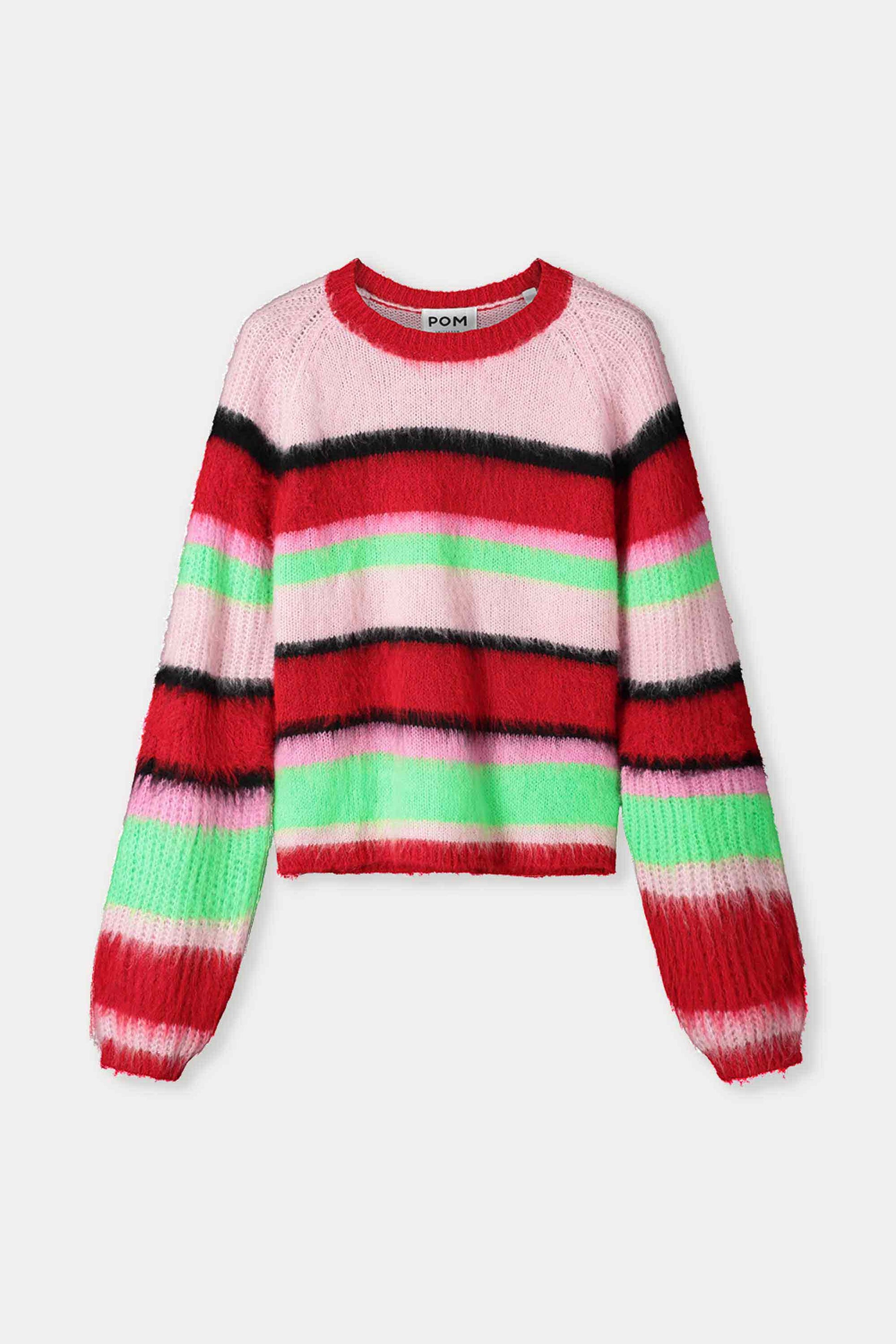 POM Amsterdam Pullovers SWEATER - Brushed Stripes Green