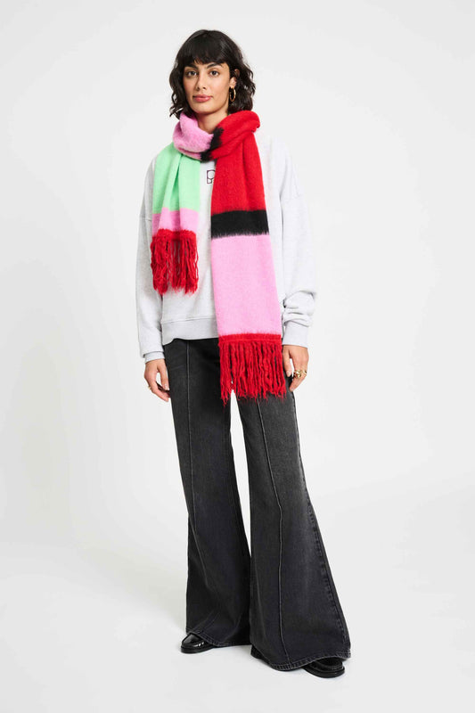 POM Amsterdam Shawls Multi colour / OS ECHARPE - Brushed Stripes Green