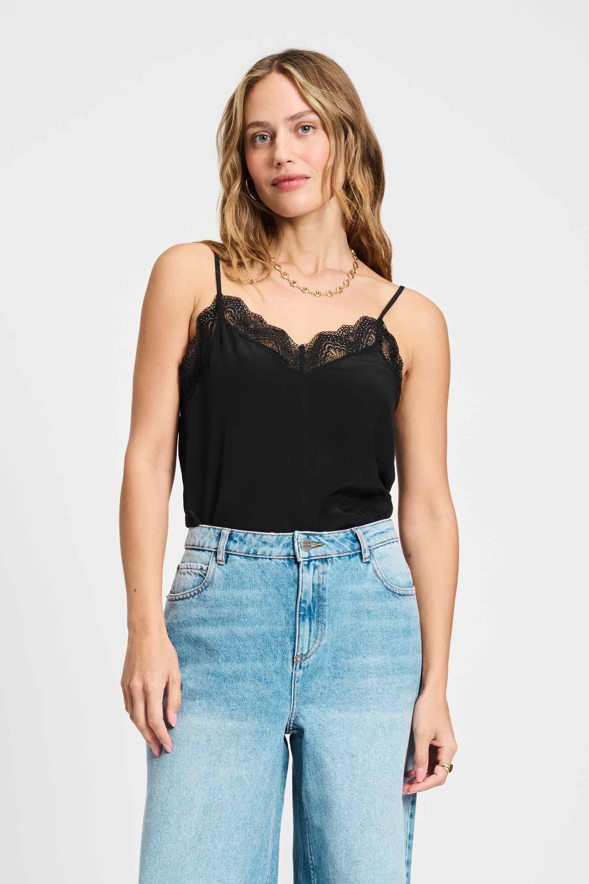 POM Amsterdam Tops Black / 34 TOP - Cami Black