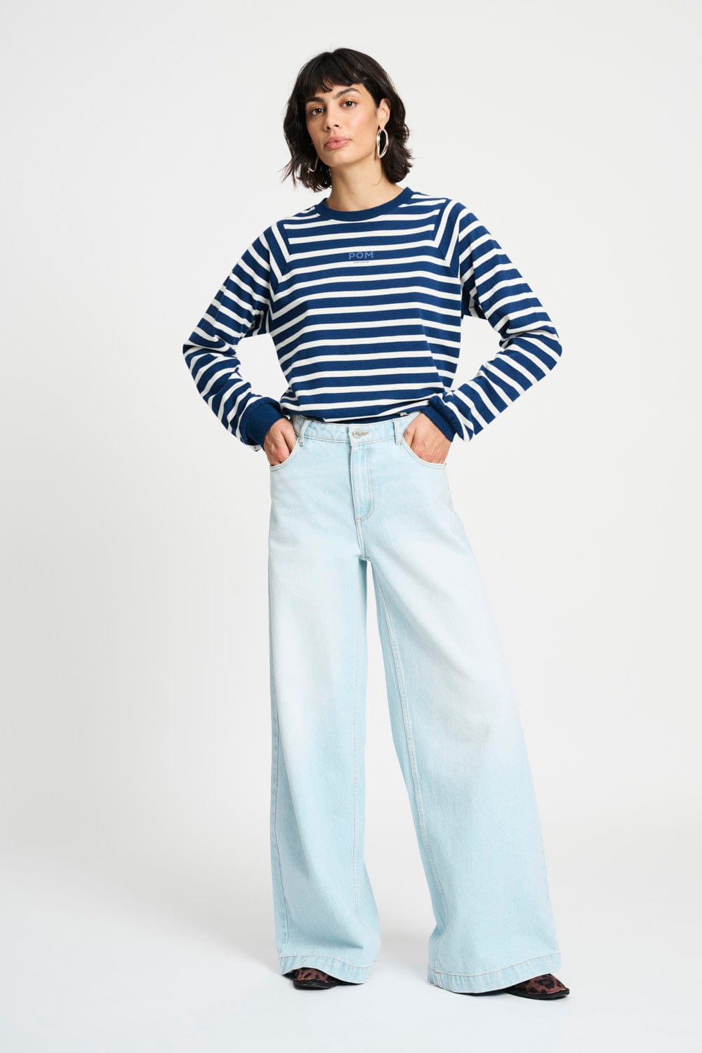 POM Amsterdam Tops TOP - Striped Blue White