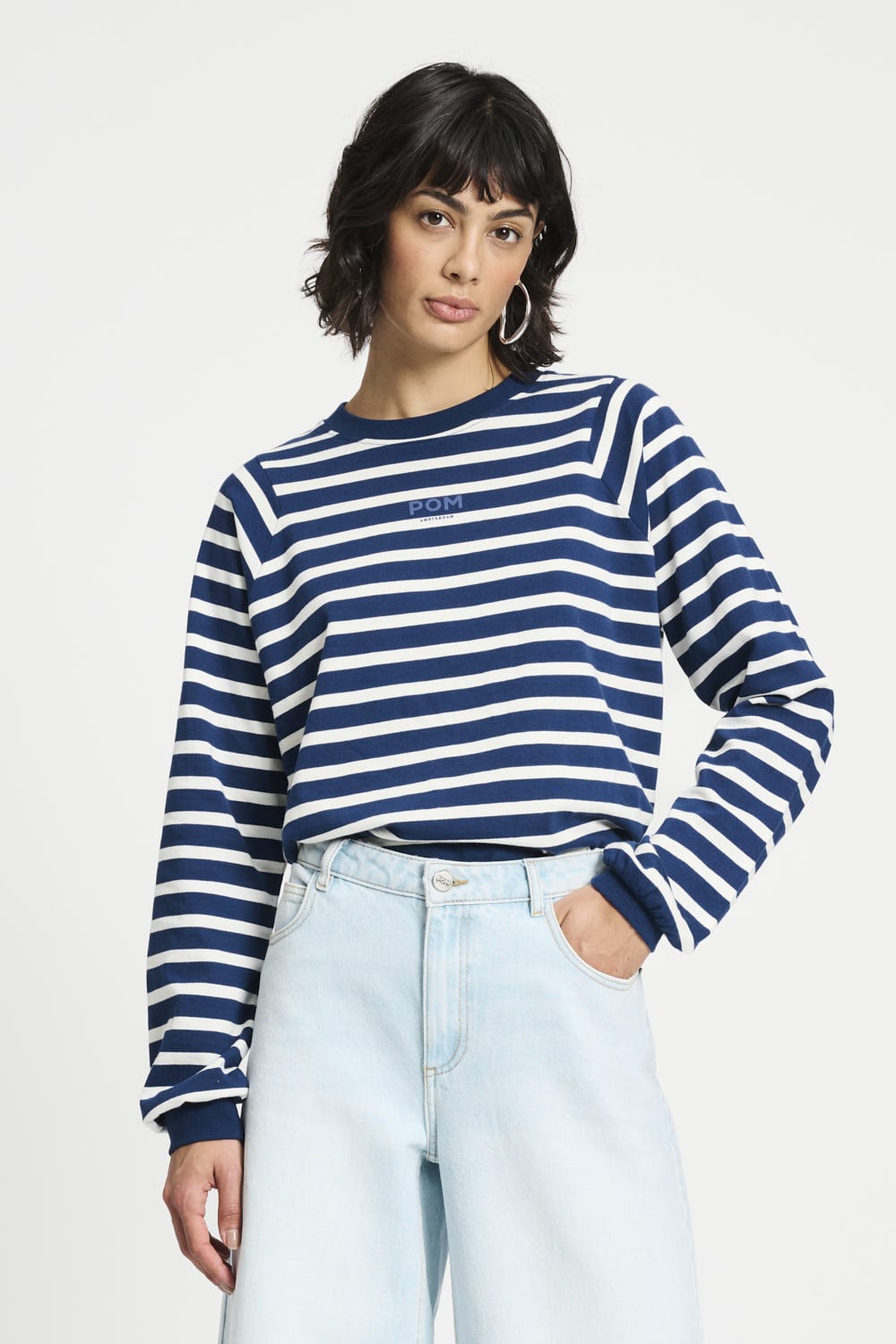 POM Amsterdam Tops TOP - Striped Blue White