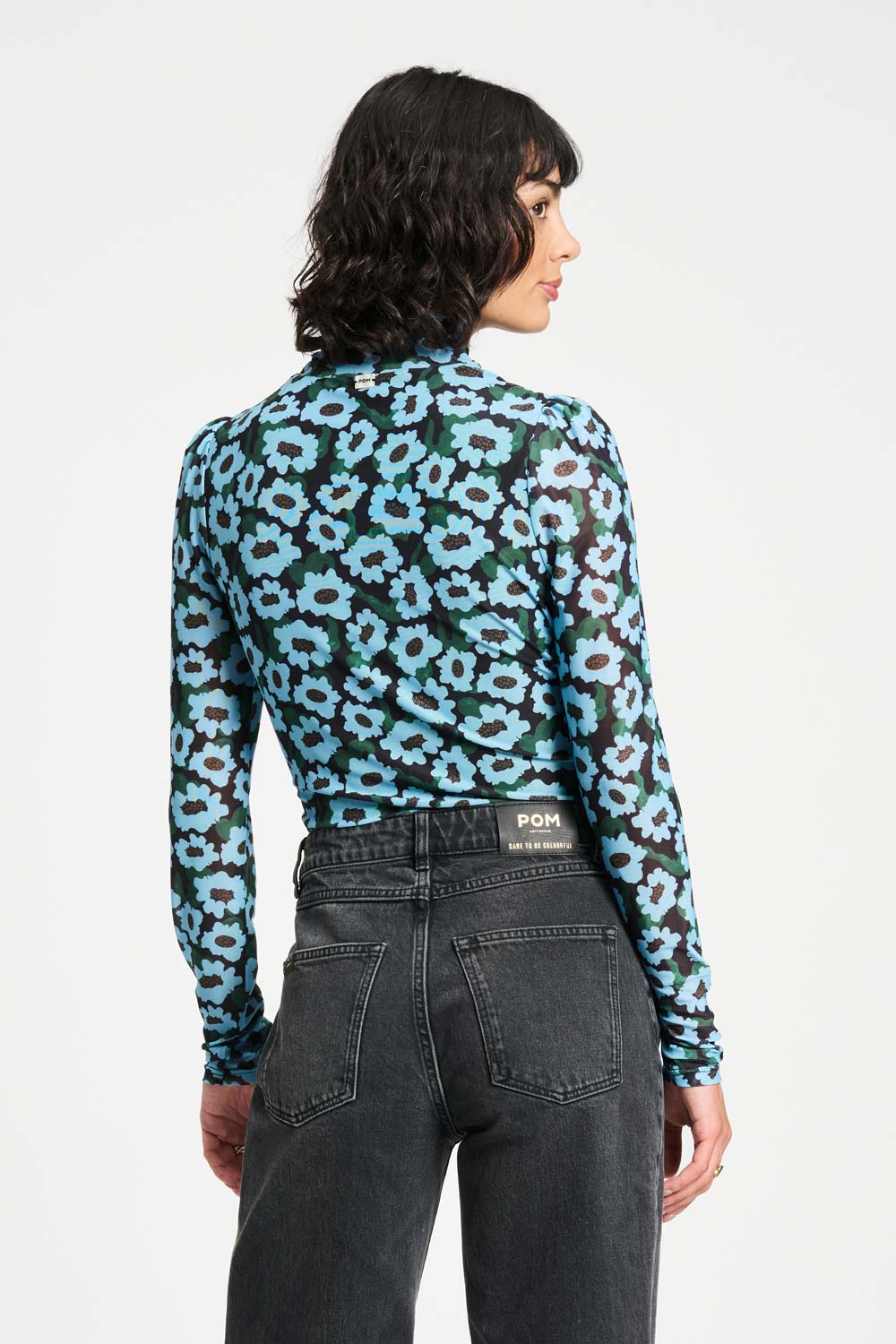 POM Amsterdam Tops TURTLENECK - Wild Flowers Blue