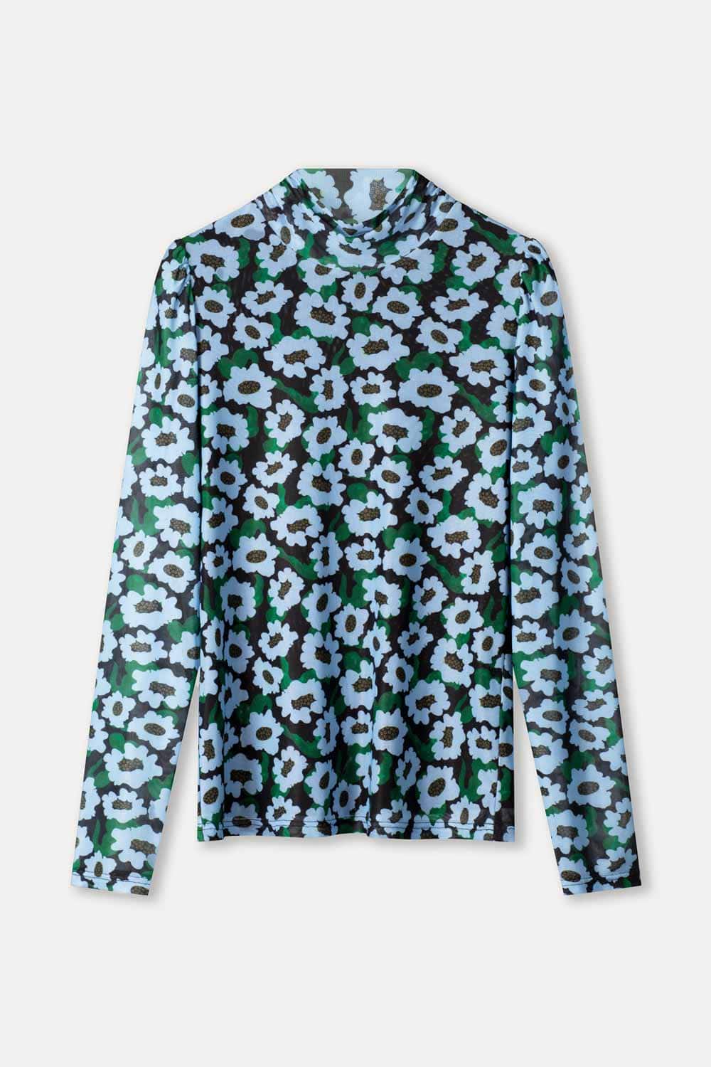 POM Amsterdam Tops TURTLENECK - Wild Flowers Blue