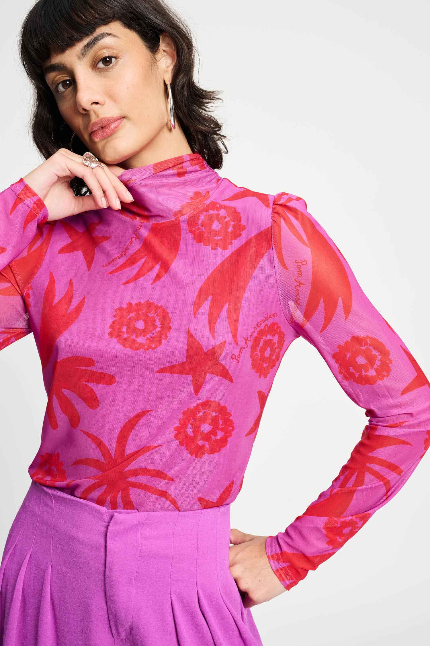 POM Amsterdam Turtlenecks Pink / 34 TURTLENECK - Splashing Fireworks